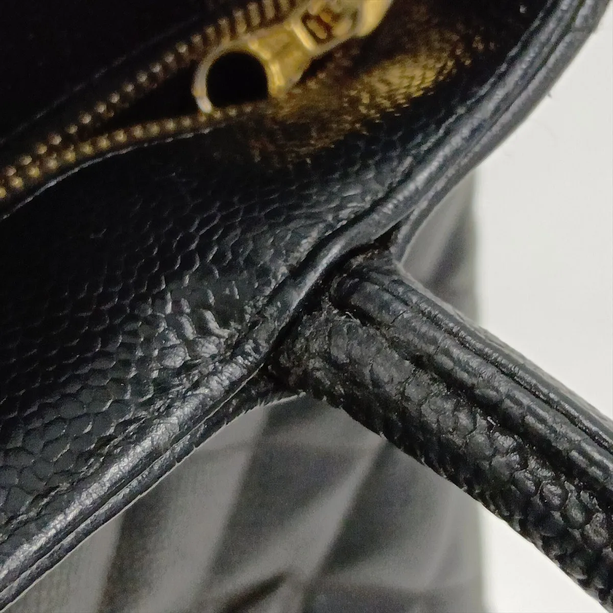 reissue caviar leather tote bag, black with gold hardware. — view 13