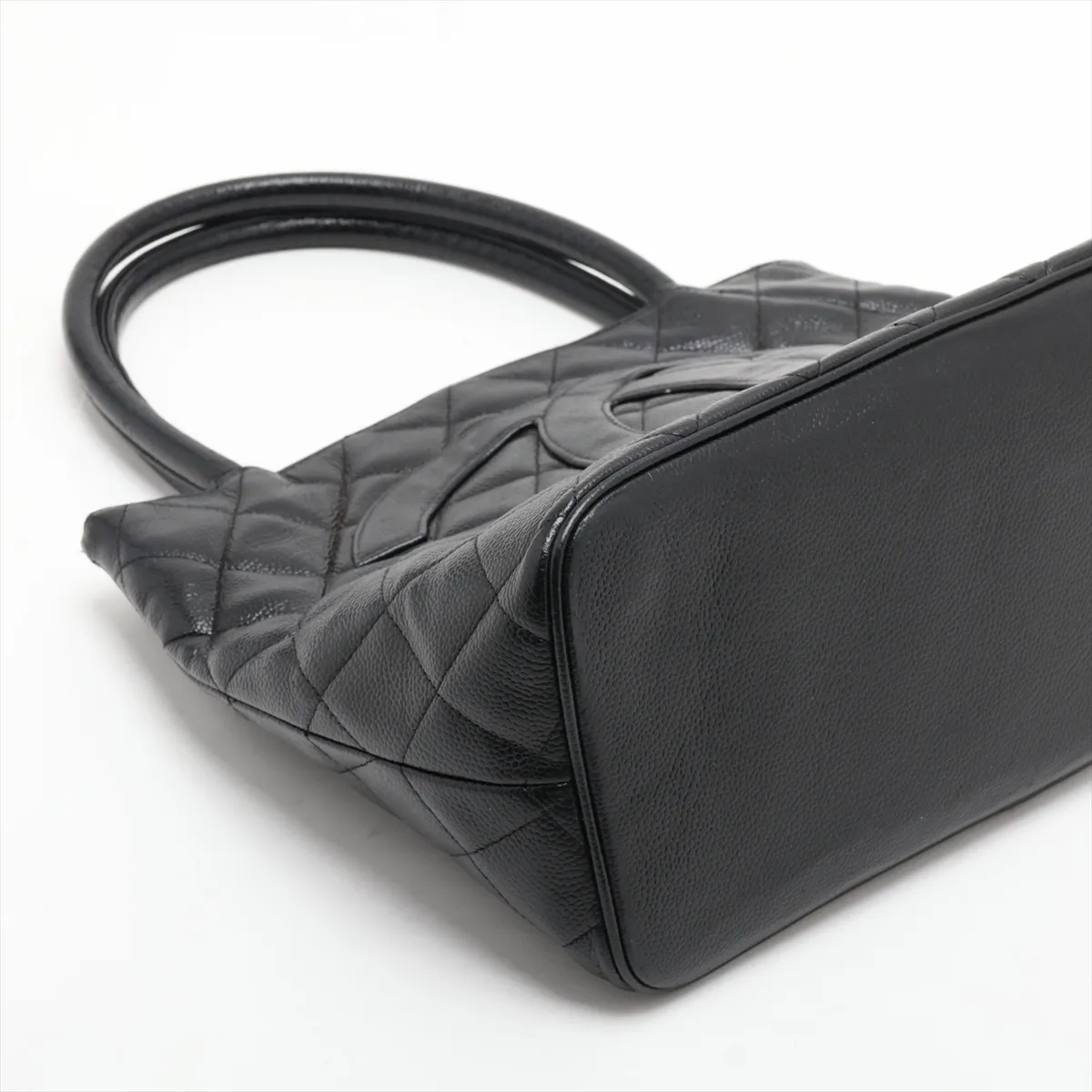 reissue caviar leather tote bag, black with gold hardware. — view 4