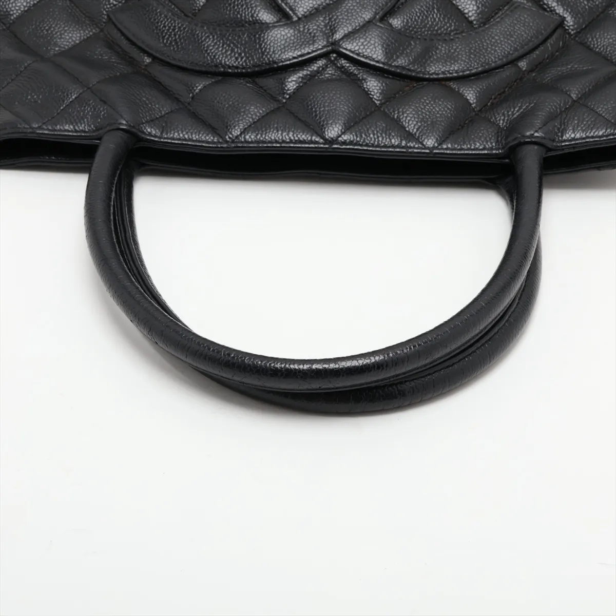 reissue caviar leather tote bag, black with gold hardware. — view 5