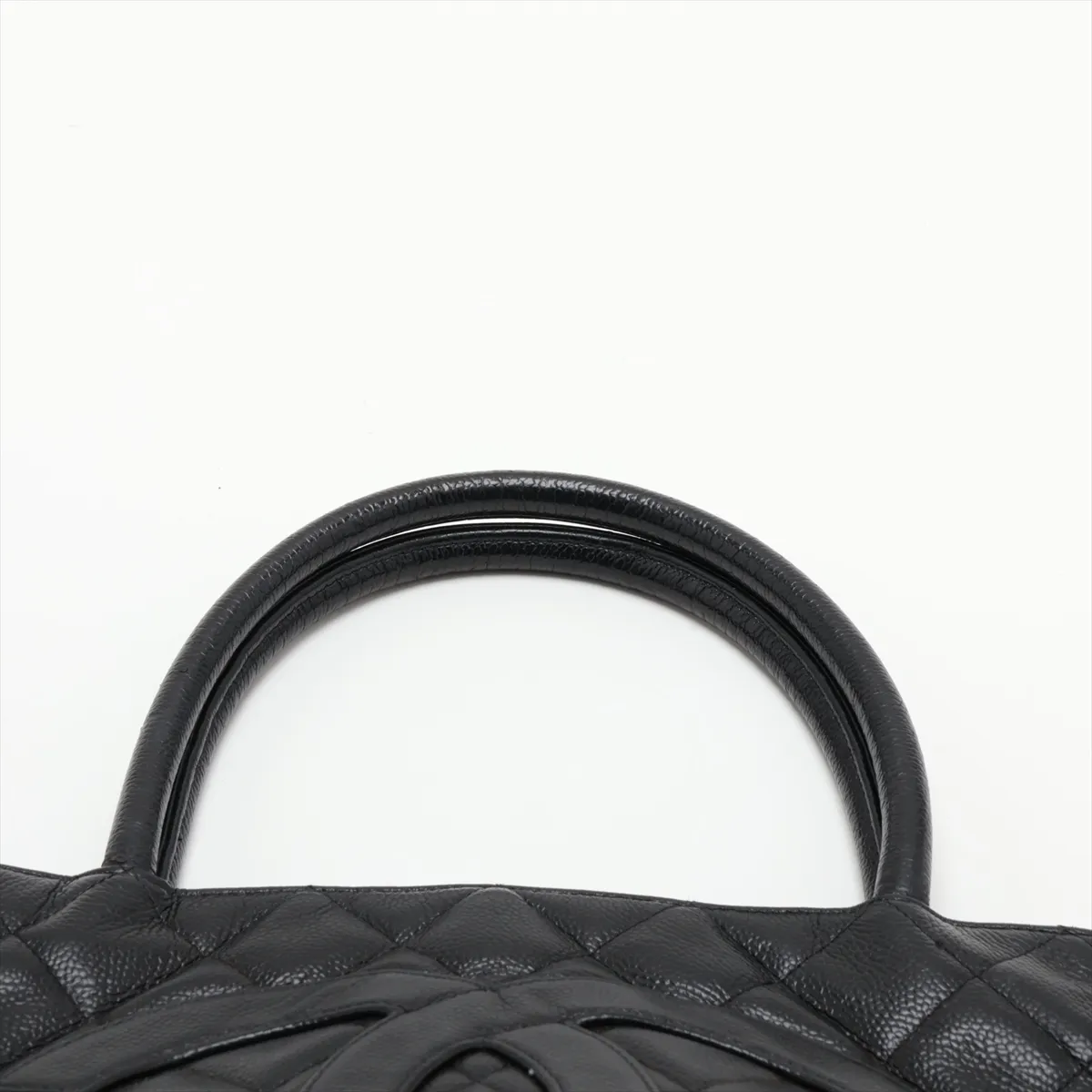 reissue caviar leather tote bag, black with gold hardware. — view 6