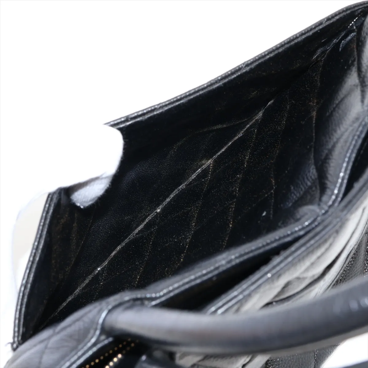 reissue caviar leather tote bag, black with gold hardware. — view 10