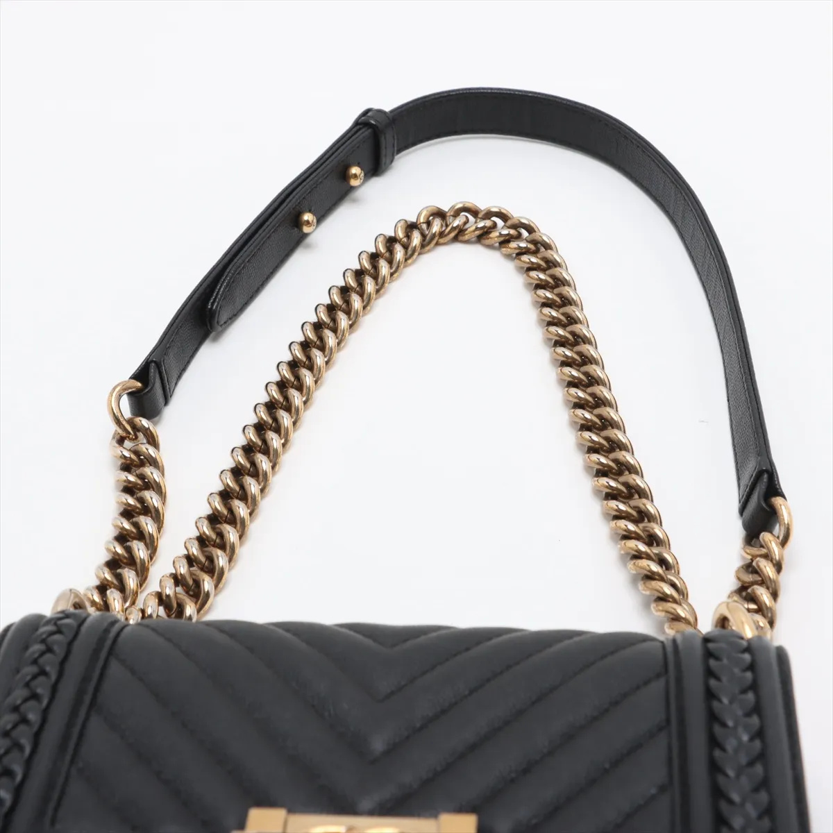 Boy Chanel 20 Small Caviar Skin Chain Shoulder Bag, Black with Gold Hardware, 25088323, Serial Number , A67085 — view 6