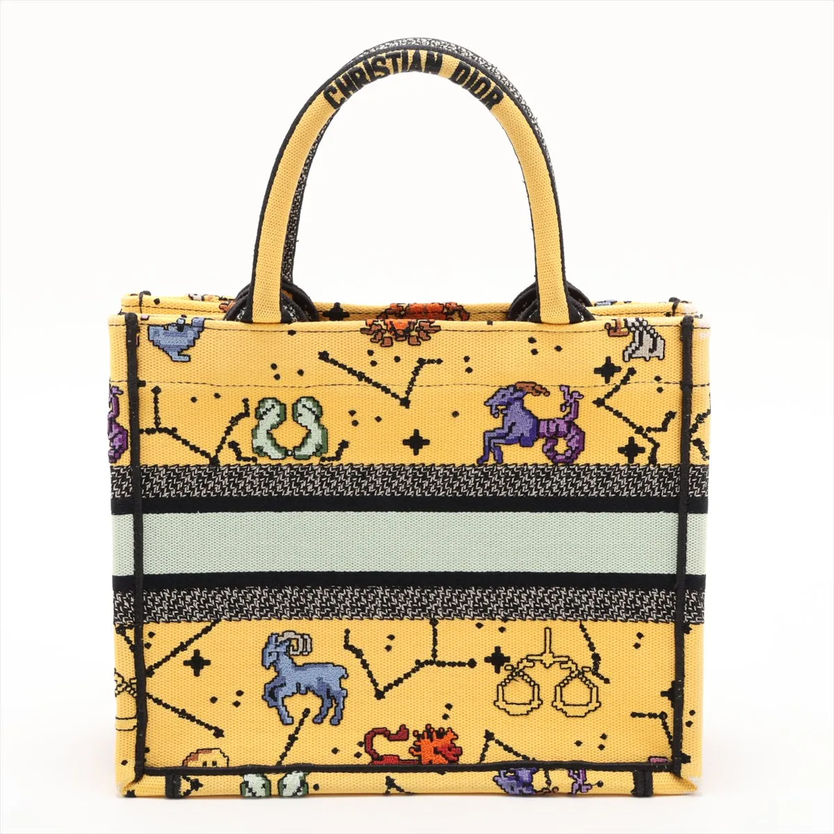 Book Tote Small Canvas Handbag, Yellow — view 2