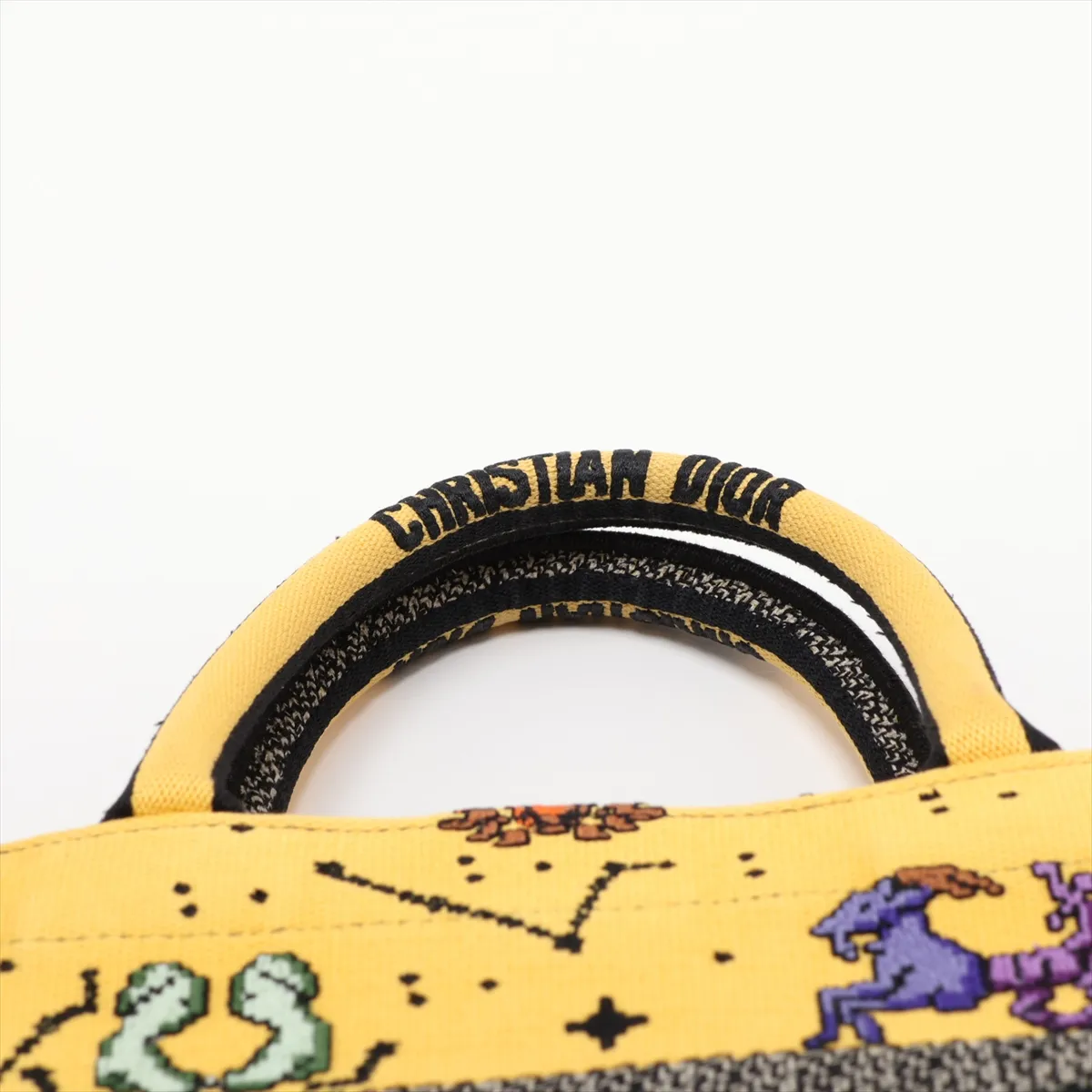Book Tote Small Canvas Handbag, Yellow — view 6