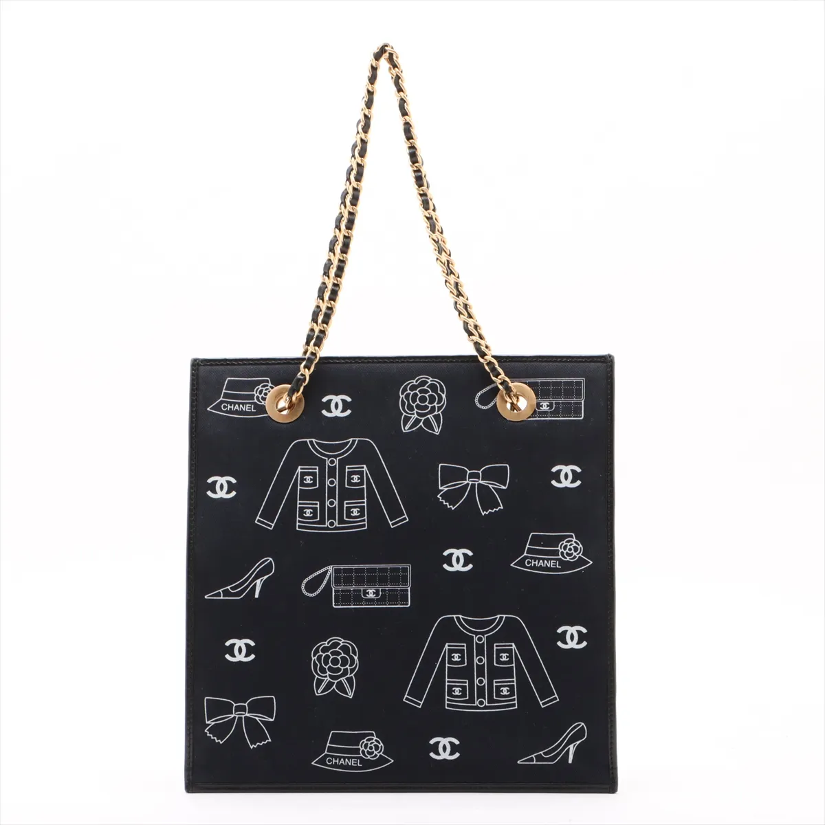 Icon Line Canvas x Leather Chain Tote Bag Navy Gold Hardware 7830381 No. 7 — view 2