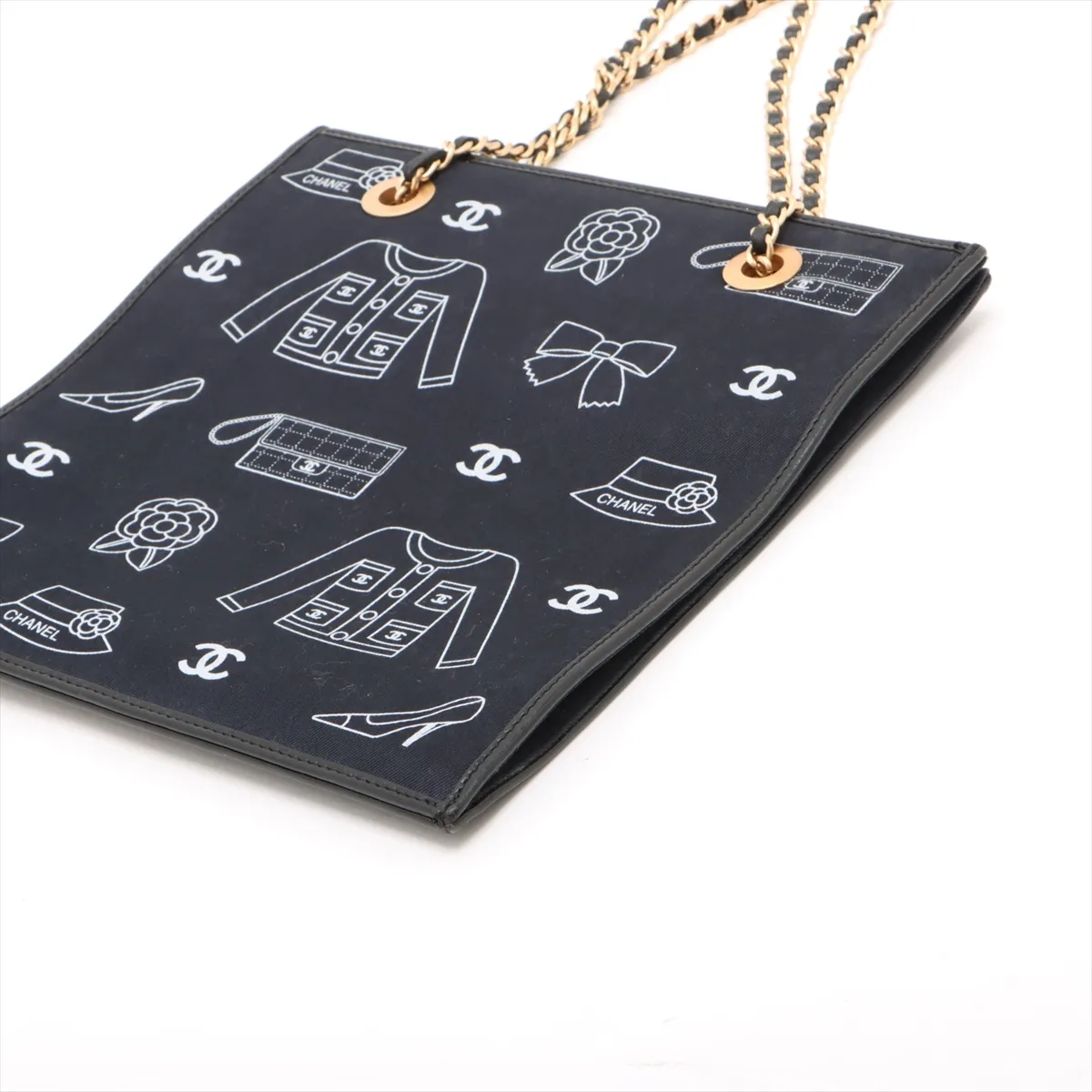 Icon Line Canvas x Leather Chain Tote Bag Navy Gold Hardware 7830381 No. 7 — view 3