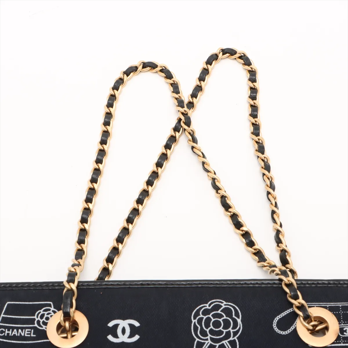 Icon Line Canvas x Leather Chain Tote Bag Navy Gold Hardware 7830381 No. 7 — view 6