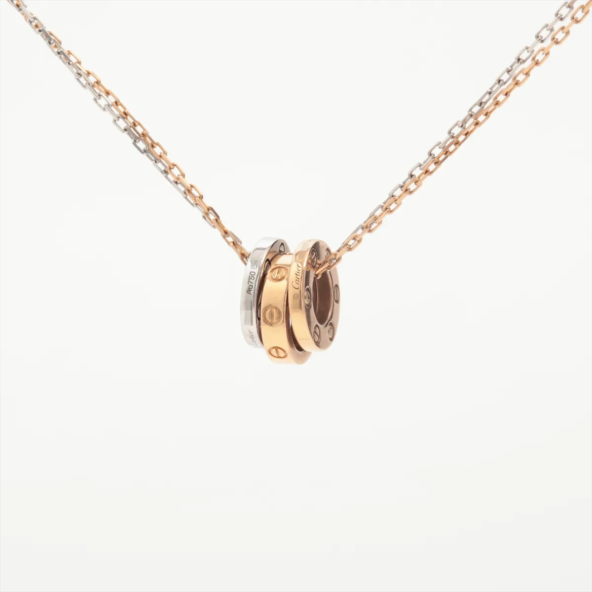 Love Three Hoop 6-Diamond Necklace 750 (PG x WG) 9.0g IDZ499 — view 2