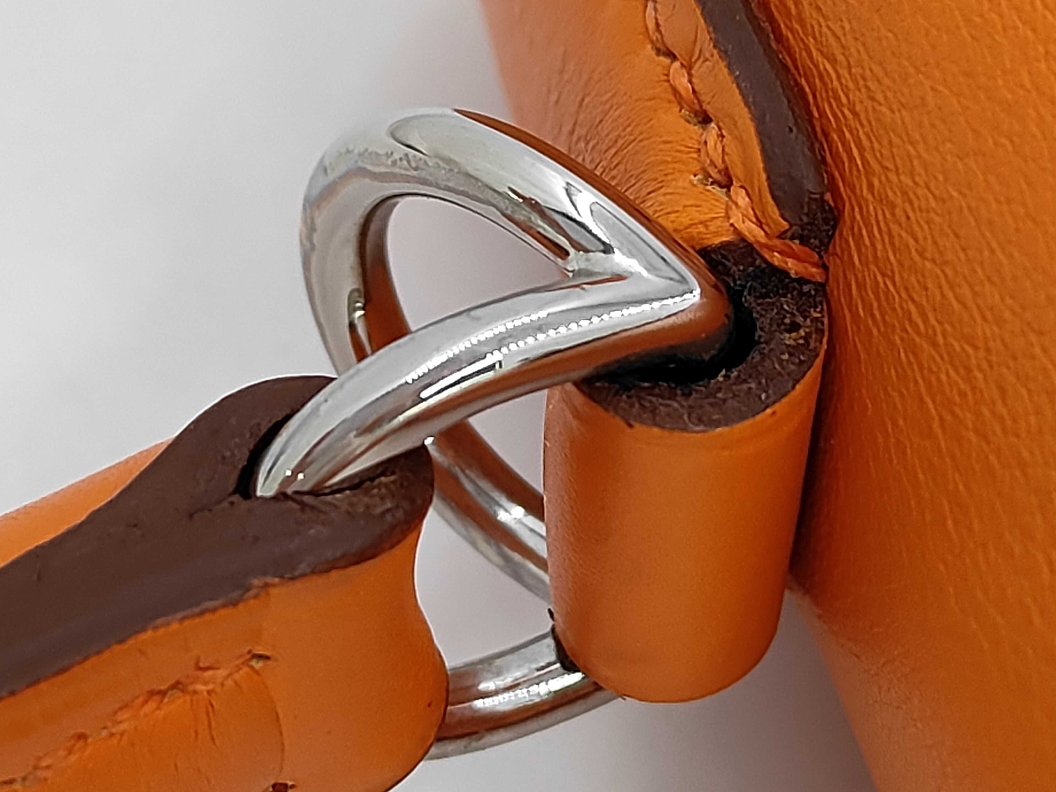 Kelly 28 K stamp Swift leather orange handbag — view 6