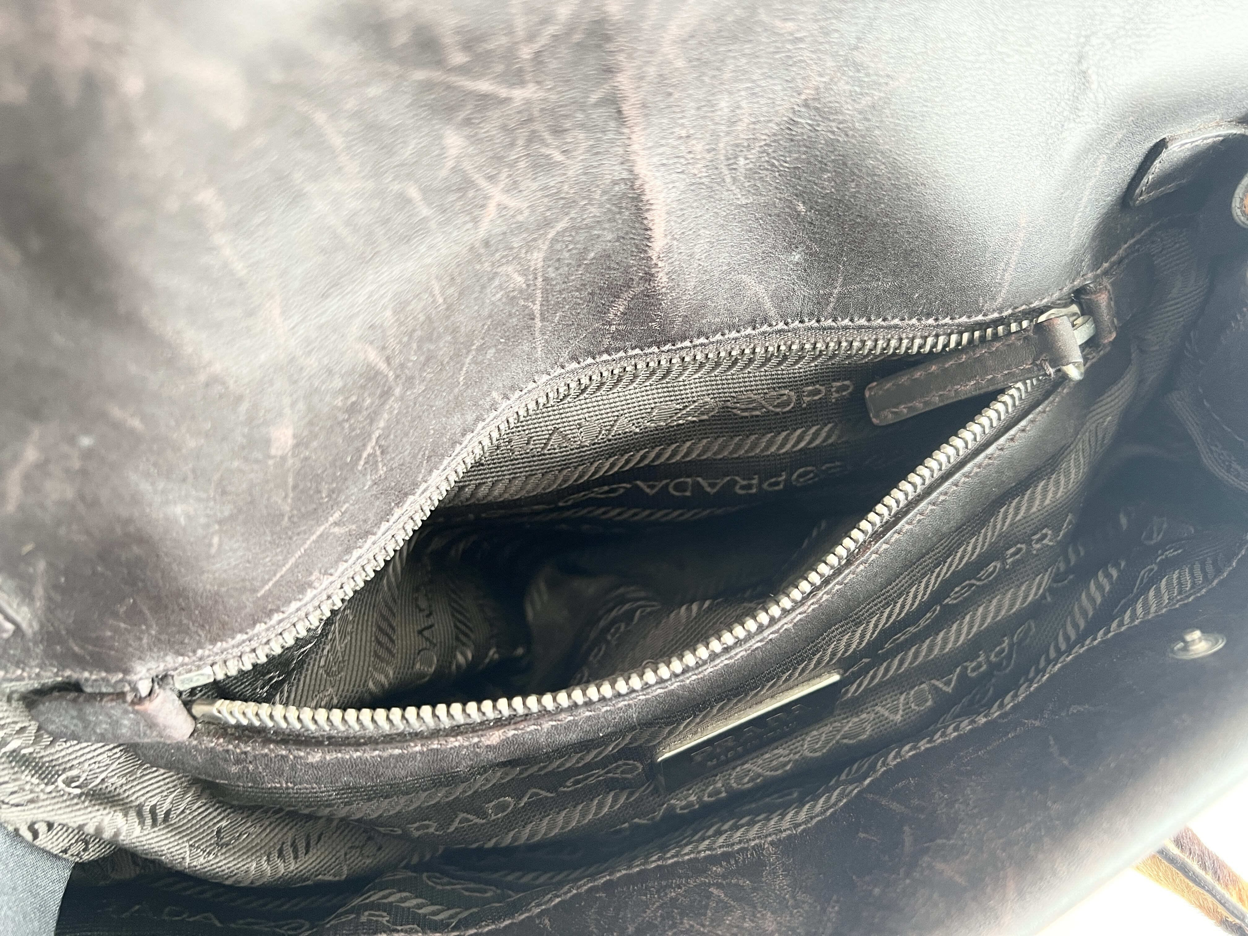 (Prada) Calf Hair Fur Leopard Leather Tote Bag Handbag * Shoulder Bag — view 9