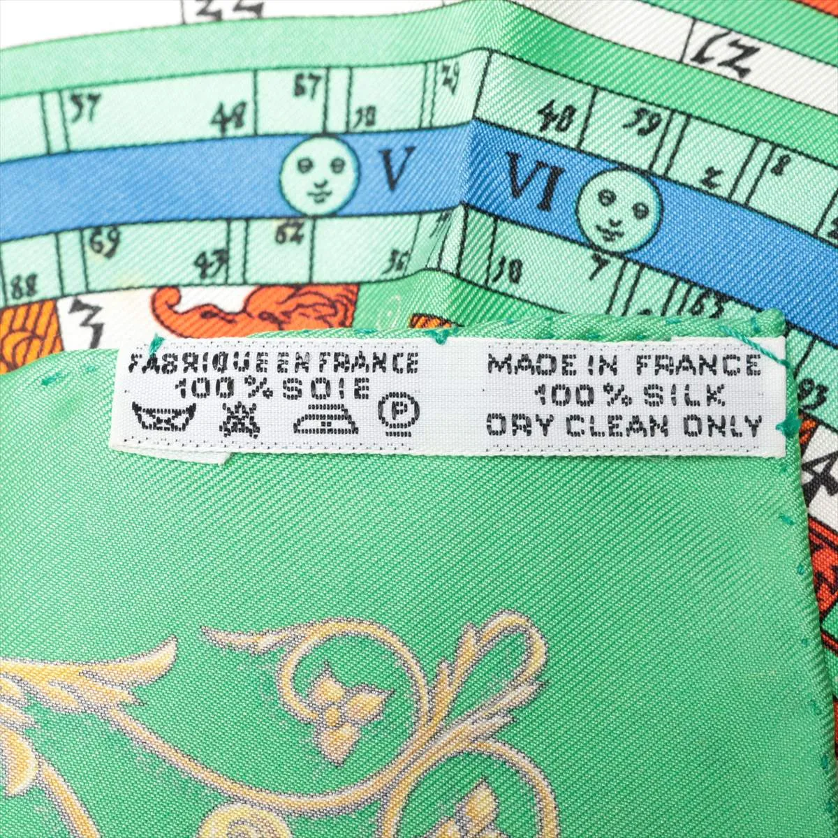 Carre 40 DIES ET HORE Astrology Scarf Silk Green Thread Fuzz Thread — view 6