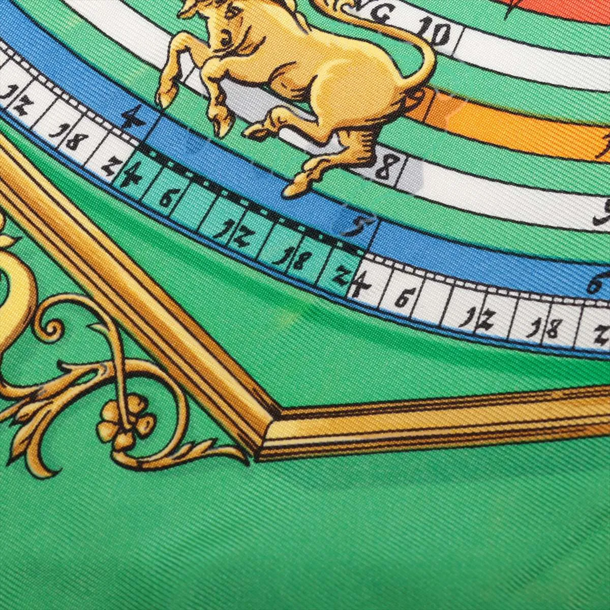 Carre 40 DIES ET HORE Astrology Scarf Silk Green Thread Fuzz Thread — view 7