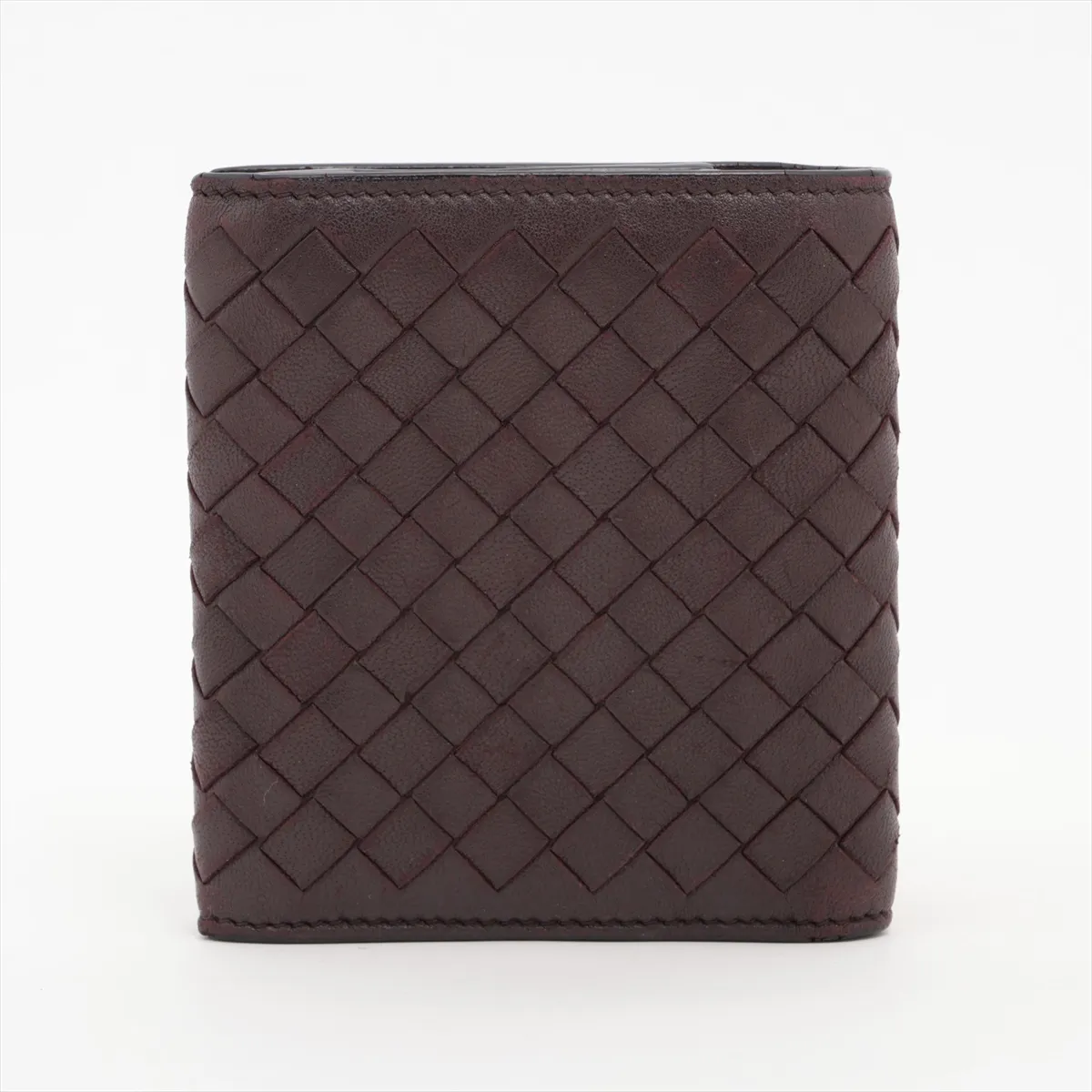 Intrecciato Leather Compact Wallet Brown — view 2