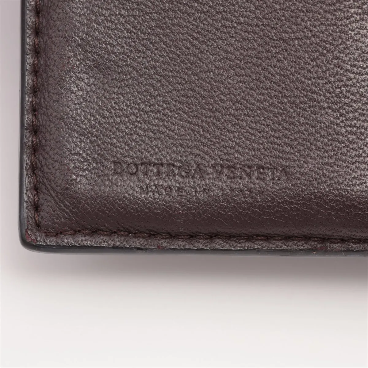 Intrecciato Leather Compact Wallet Brown — view 7
