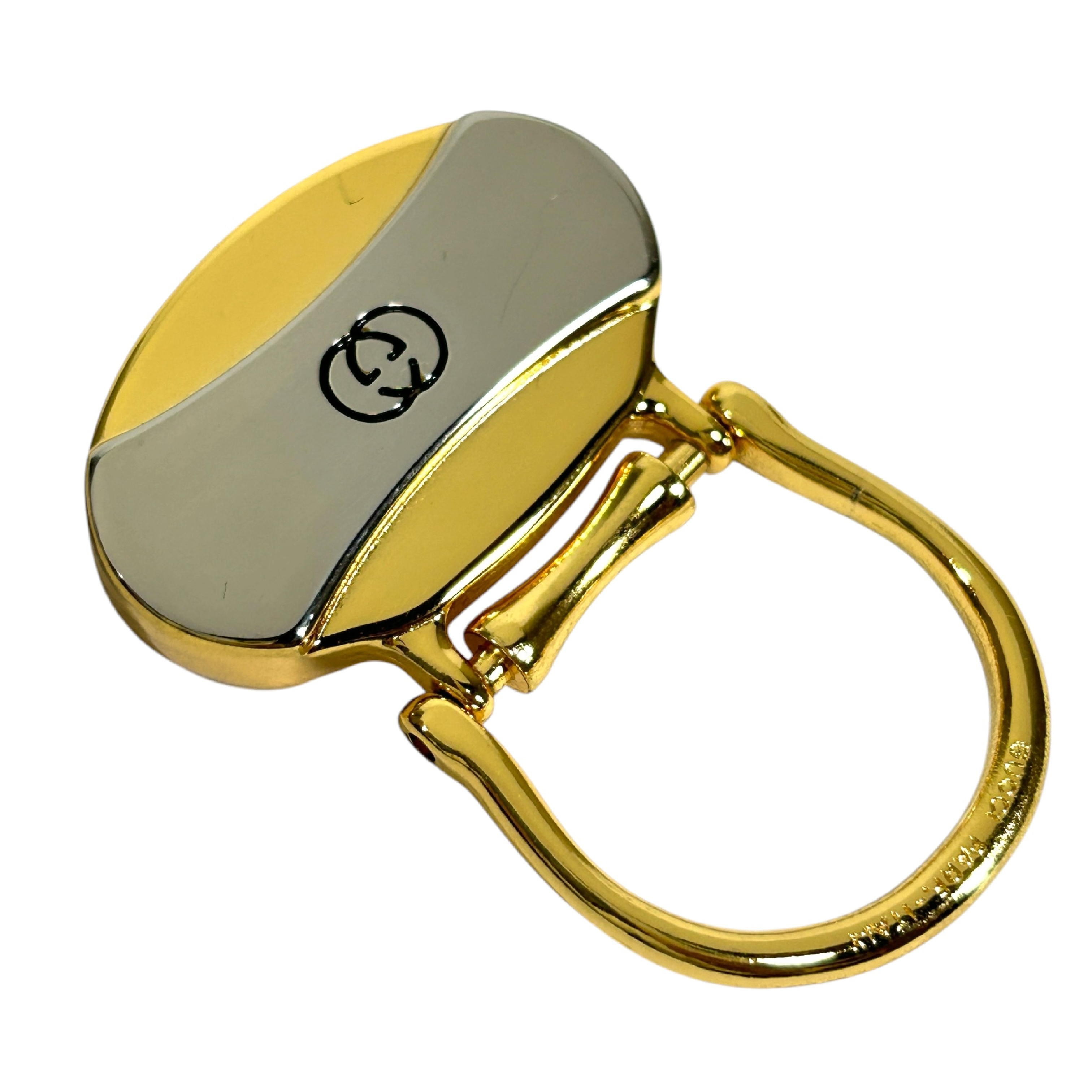 (Excellent Condition) Vintage Gucci Keyring, Interlocking G GG Logo Keychain Charm, Gold/Silver Tone, with Box. — view 5