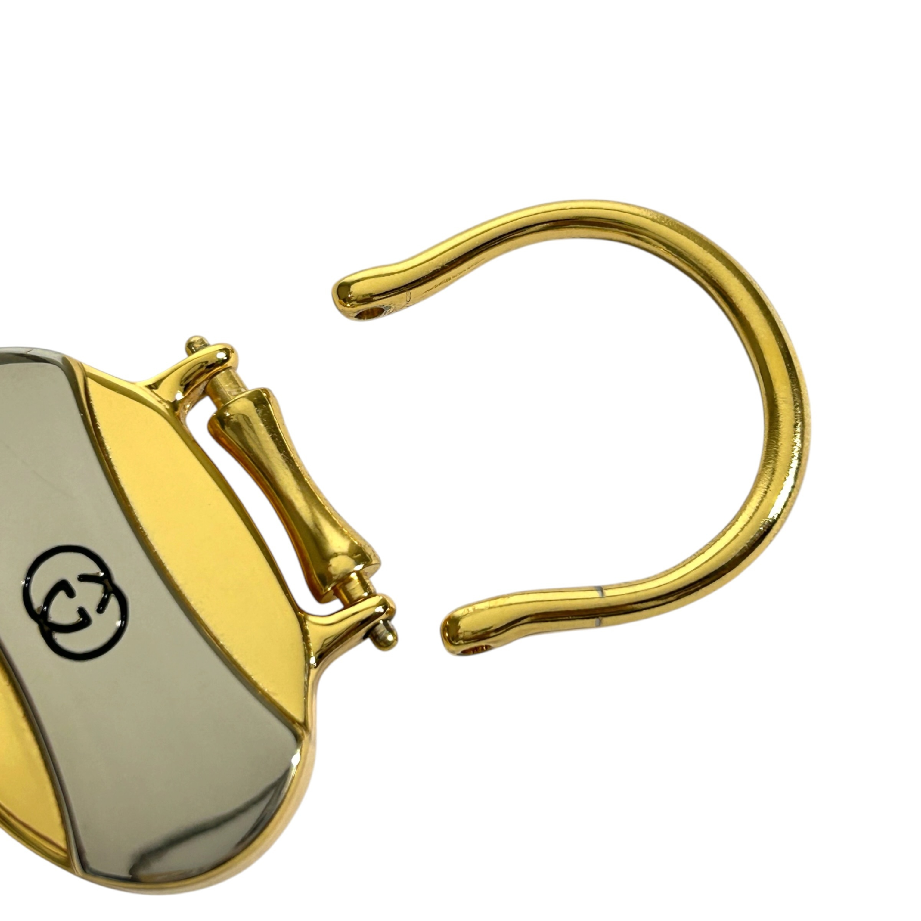 (Excellent Condition) Vintage Gucci Keyring, Interlocking G GG Logo Keychain Charm, Gold/Silver Tone, with Box. — view 7