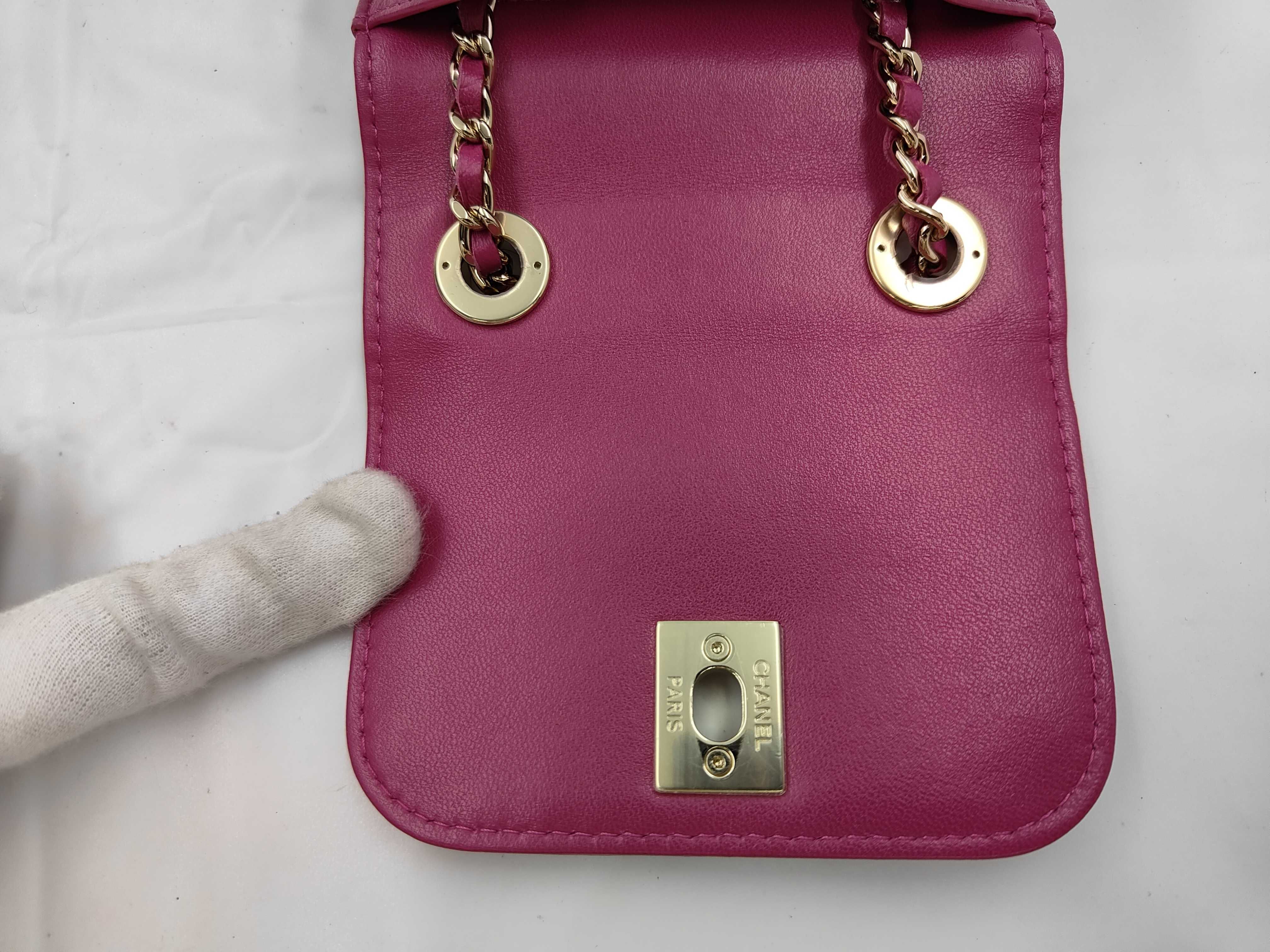 Lambskin Chain Wallet Chain Shoulder Bag Pink (Serial Number 28) — view 5