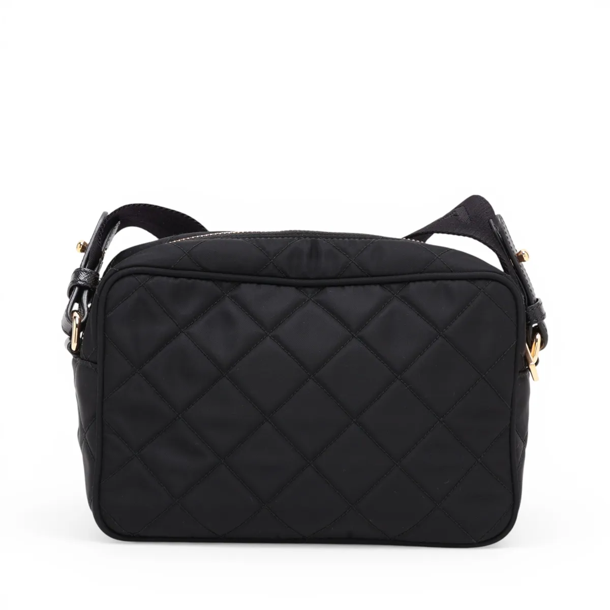 Tessuto Inpunto Nylon x Leather Shoulder Bag, Black — view 2