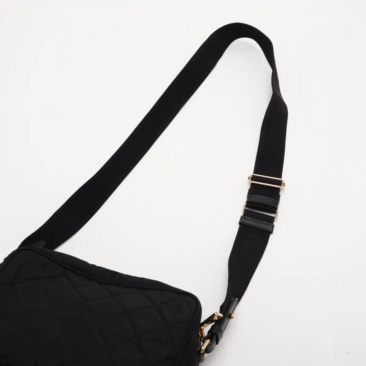 Tessuto Inpunto Nylon x Leather Shoulder Bag, Black — view 5