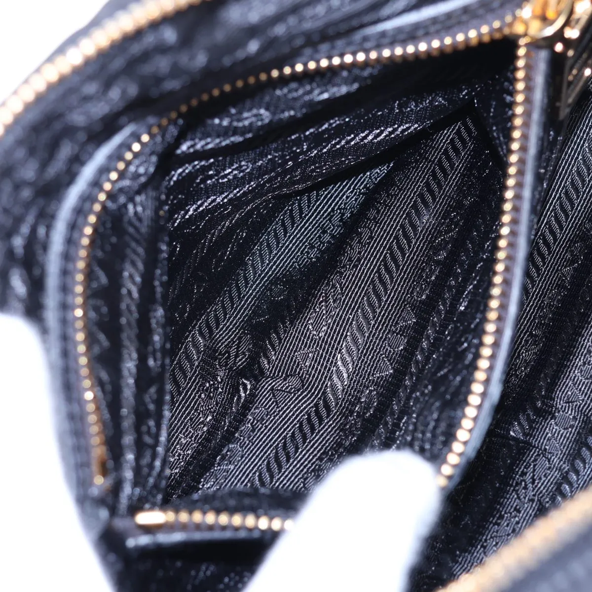 Tessuto Inpunto Nylon x Leather Shoulder Bag, Black — view 7