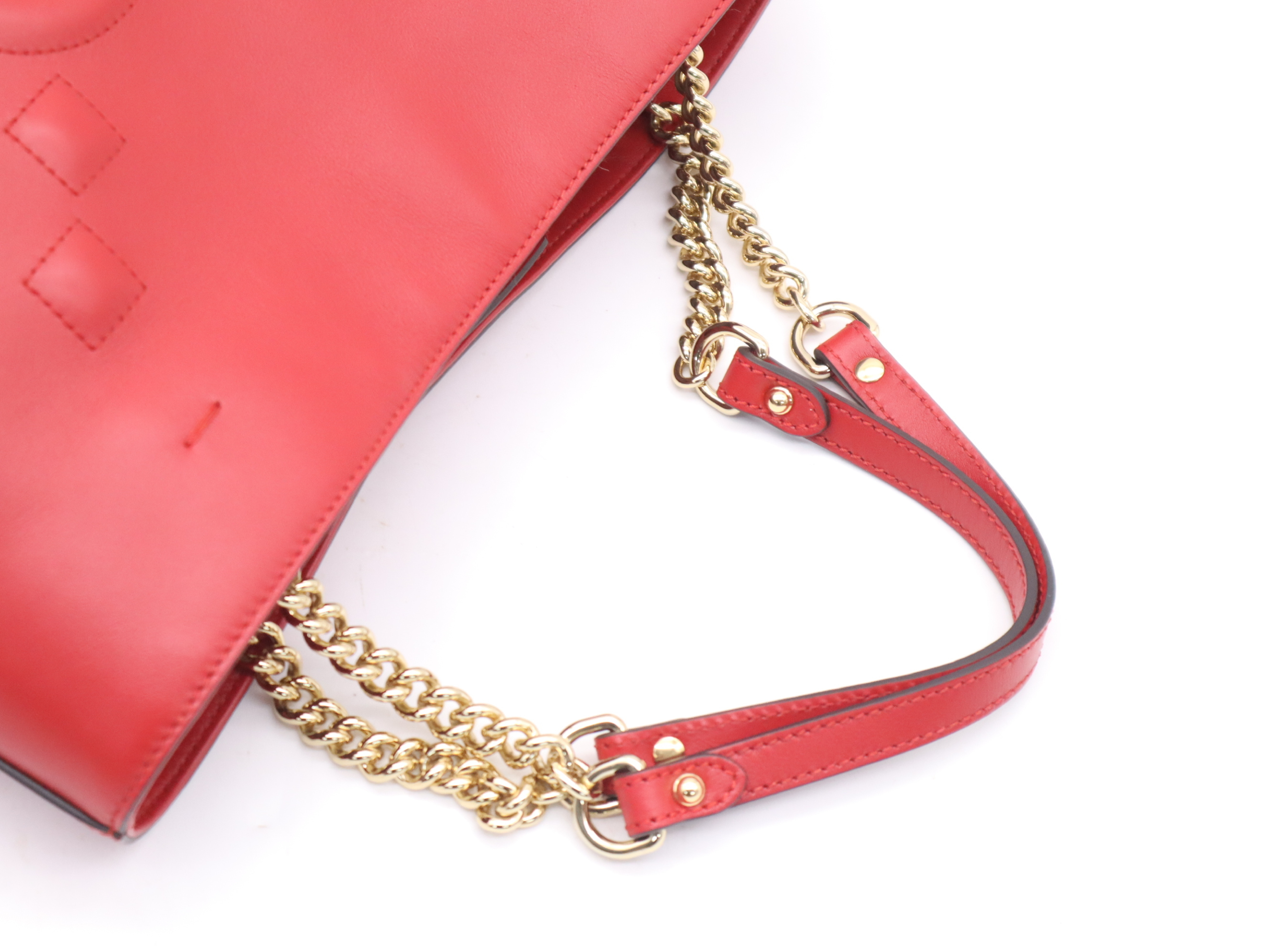 453561 GG Embossed Chain Tote Bag with Dust Bag, Red, Gold Hardware. — view 6
