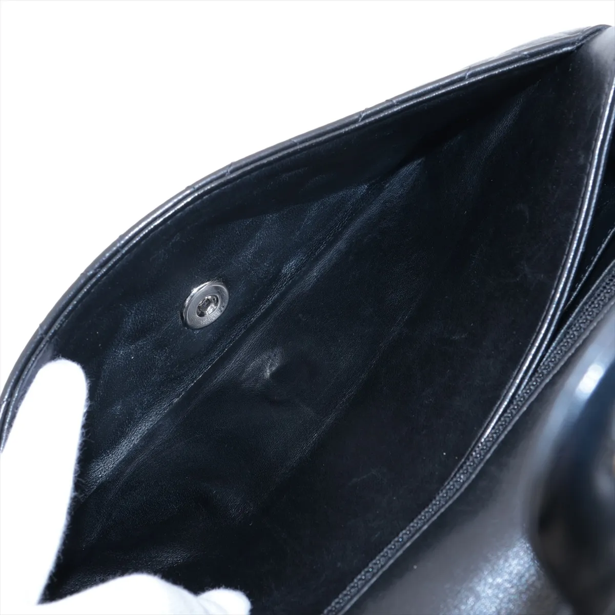 Matelasse Lambskin Single Flap Double Chain Bag Valentine Black Silver Hardware 19212013 19th Series — view 10