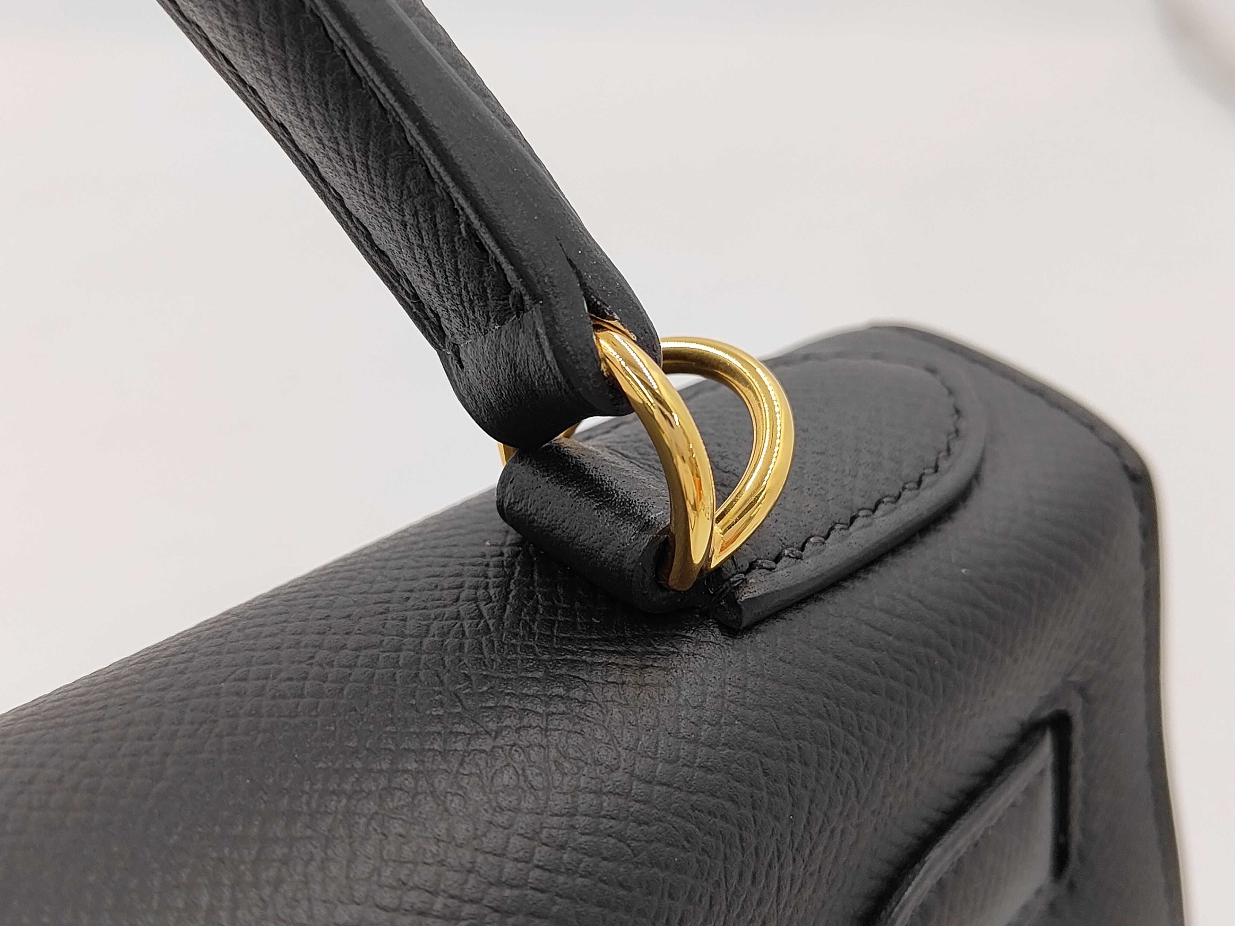 Kelly 28 Epsom Black Leather with Gold Hardware, Y Stamp, Handbag — view 5
