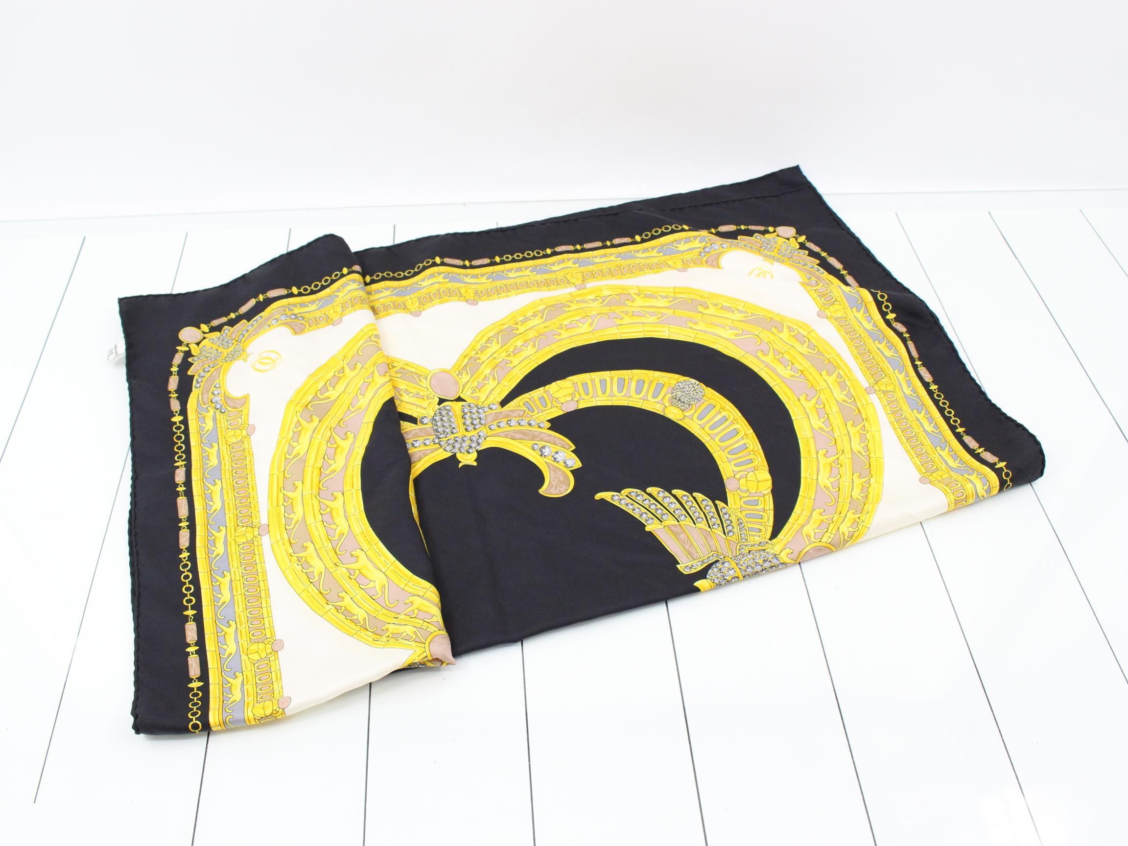 Panther Scarab Navy Silk Scarf — view 3