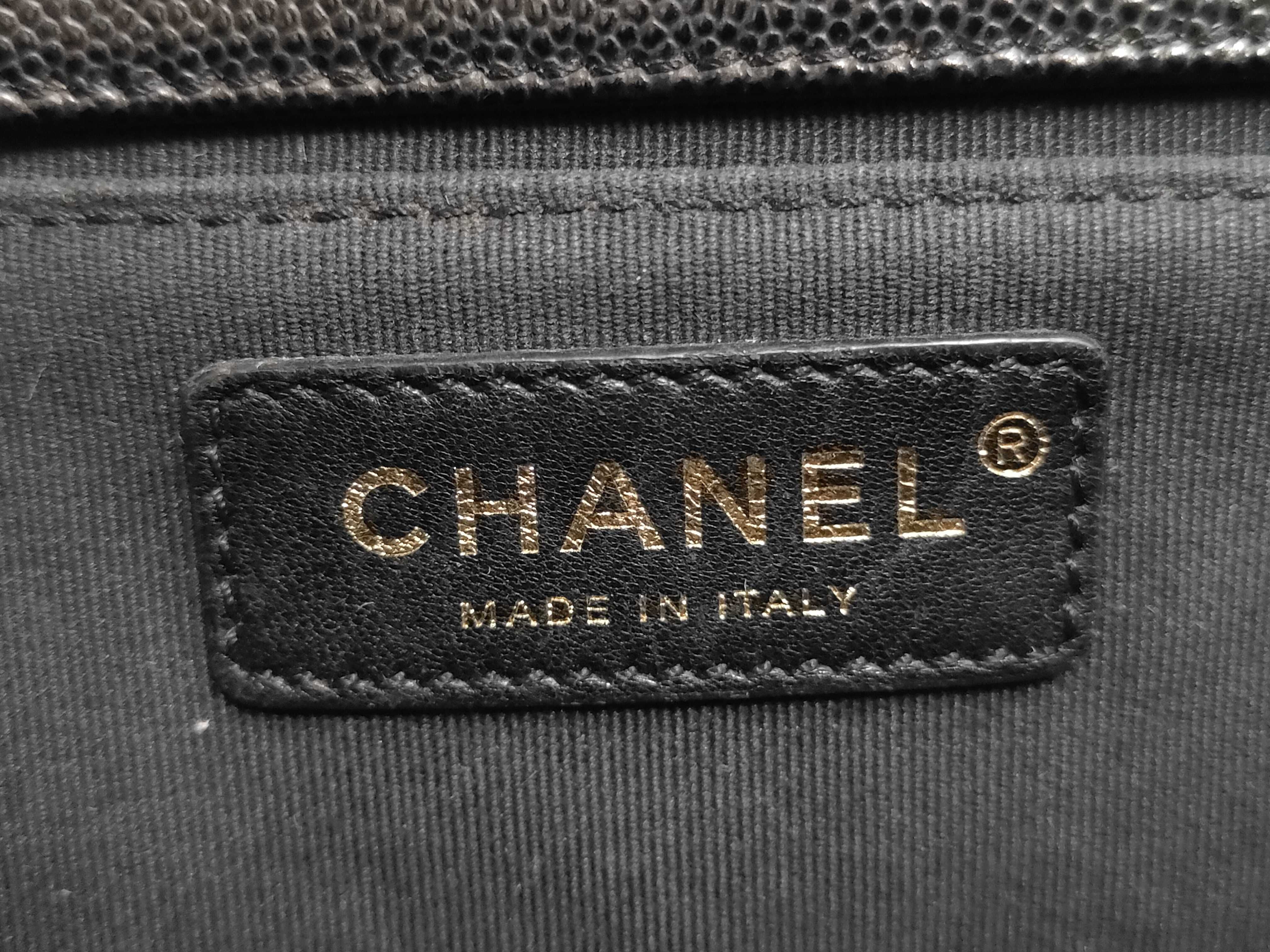 Boy Chanel 25 Caviar Skin Gold Hardware Chain Shoulder Bag with Serial Number Plate, Black Shoulder Bag — view 12