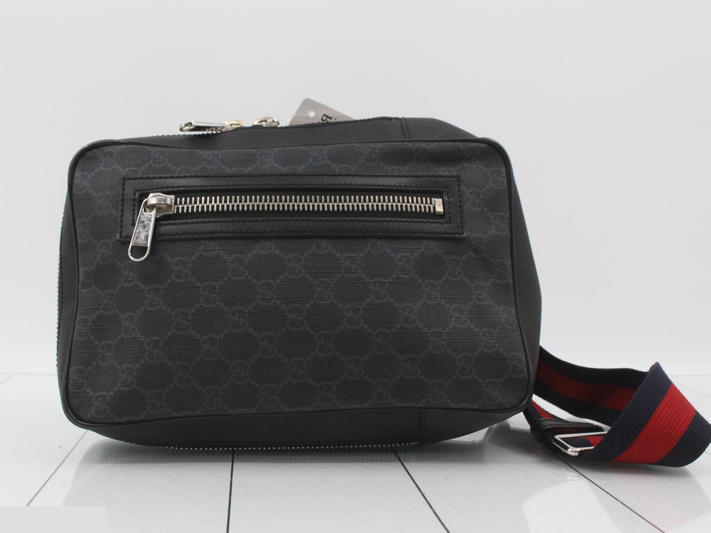 GG Supreme One-Shoulder Bag, PVC/Leather, Black