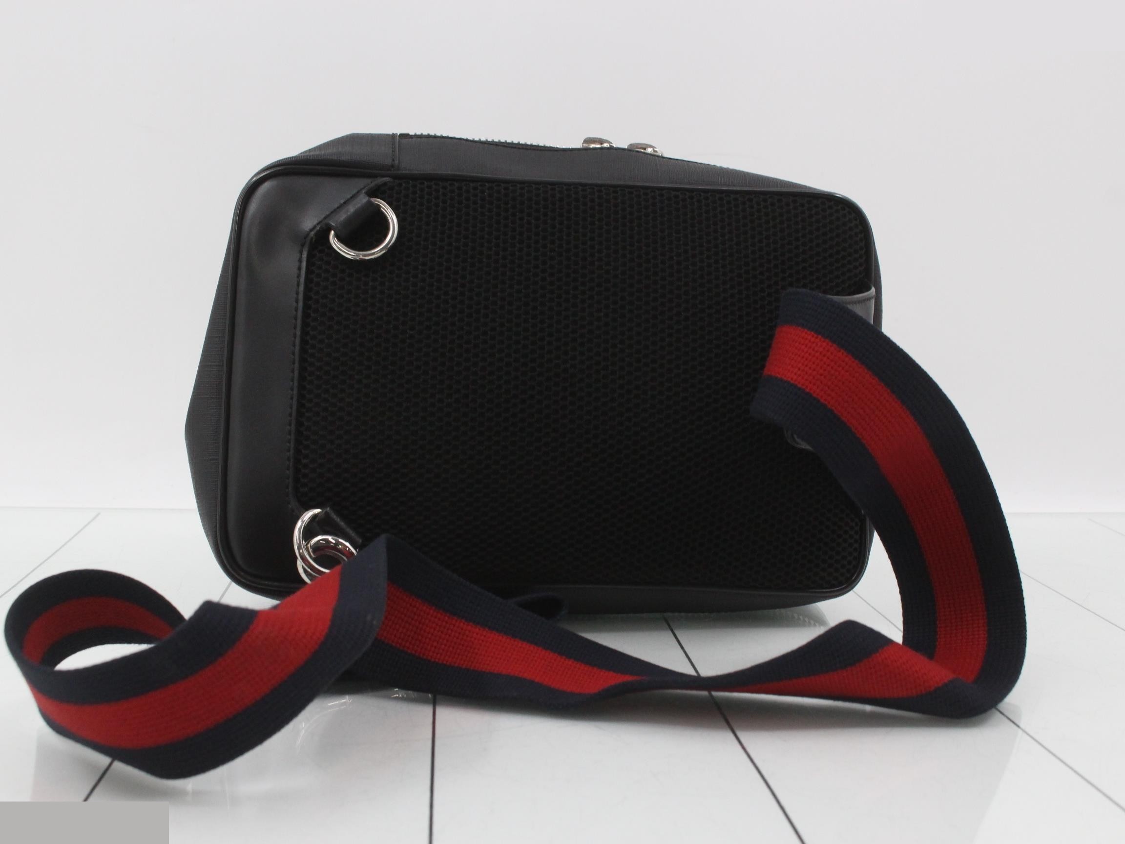 GG Supreme One-Shoulder Bag, PVC/Leather, Black — view 2