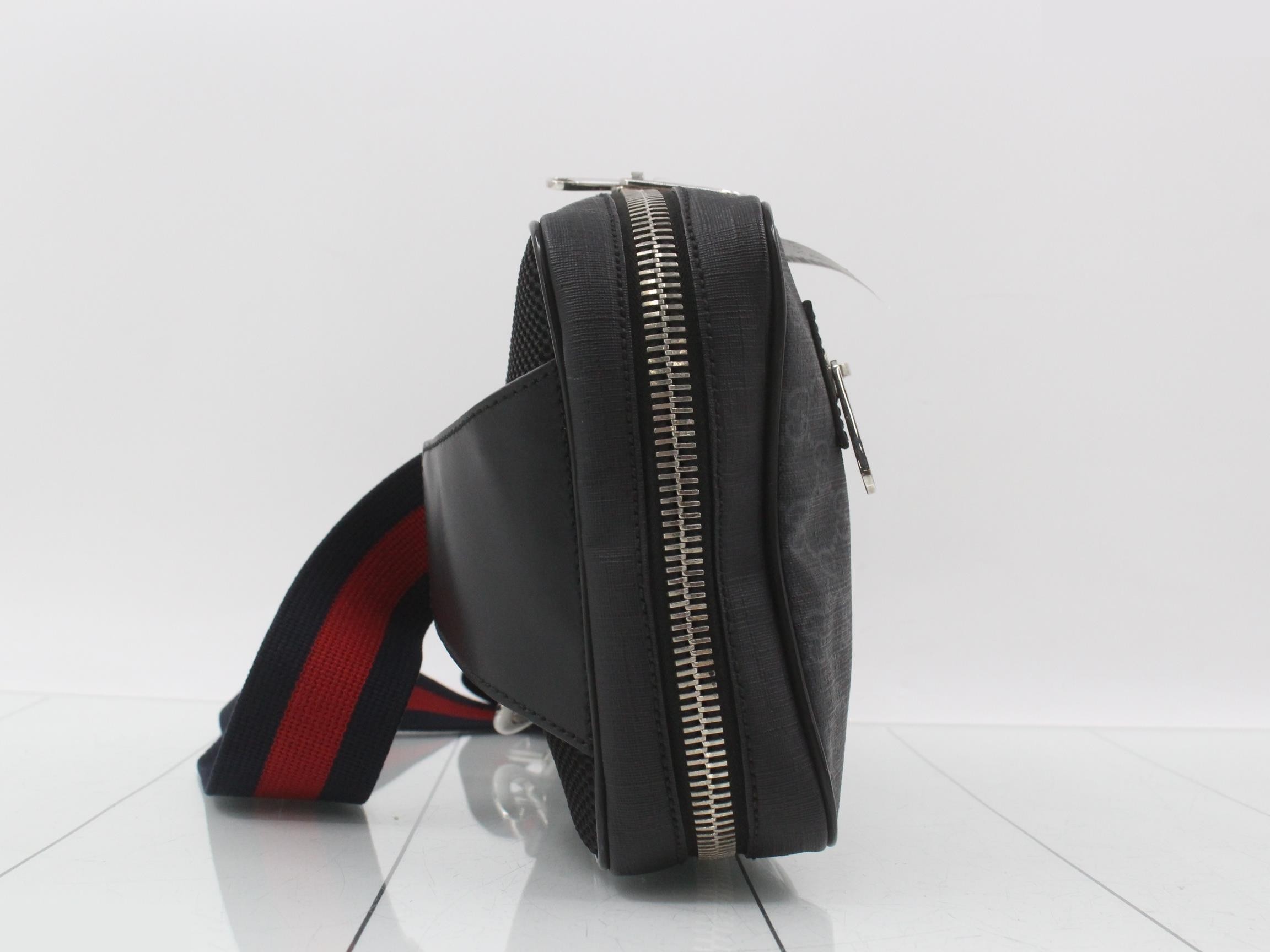 GG Supreme One-Shoulder Bag, PVC/Leather, Black — view 4