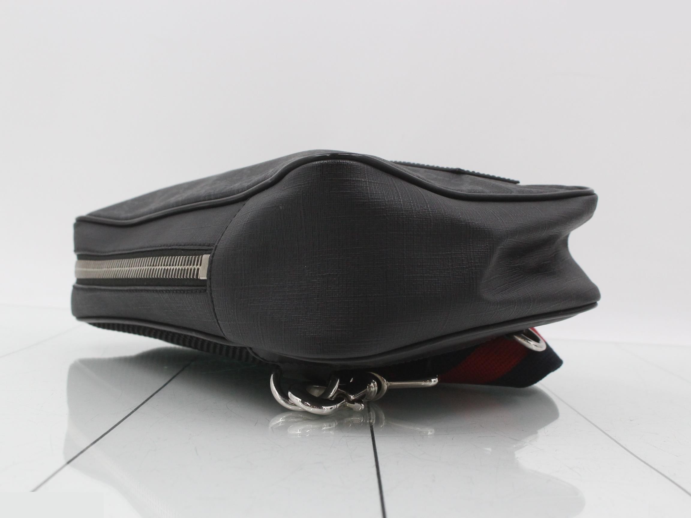 GG Supreme One-Shoulder Bag, PVC/Leather, Black — view 6