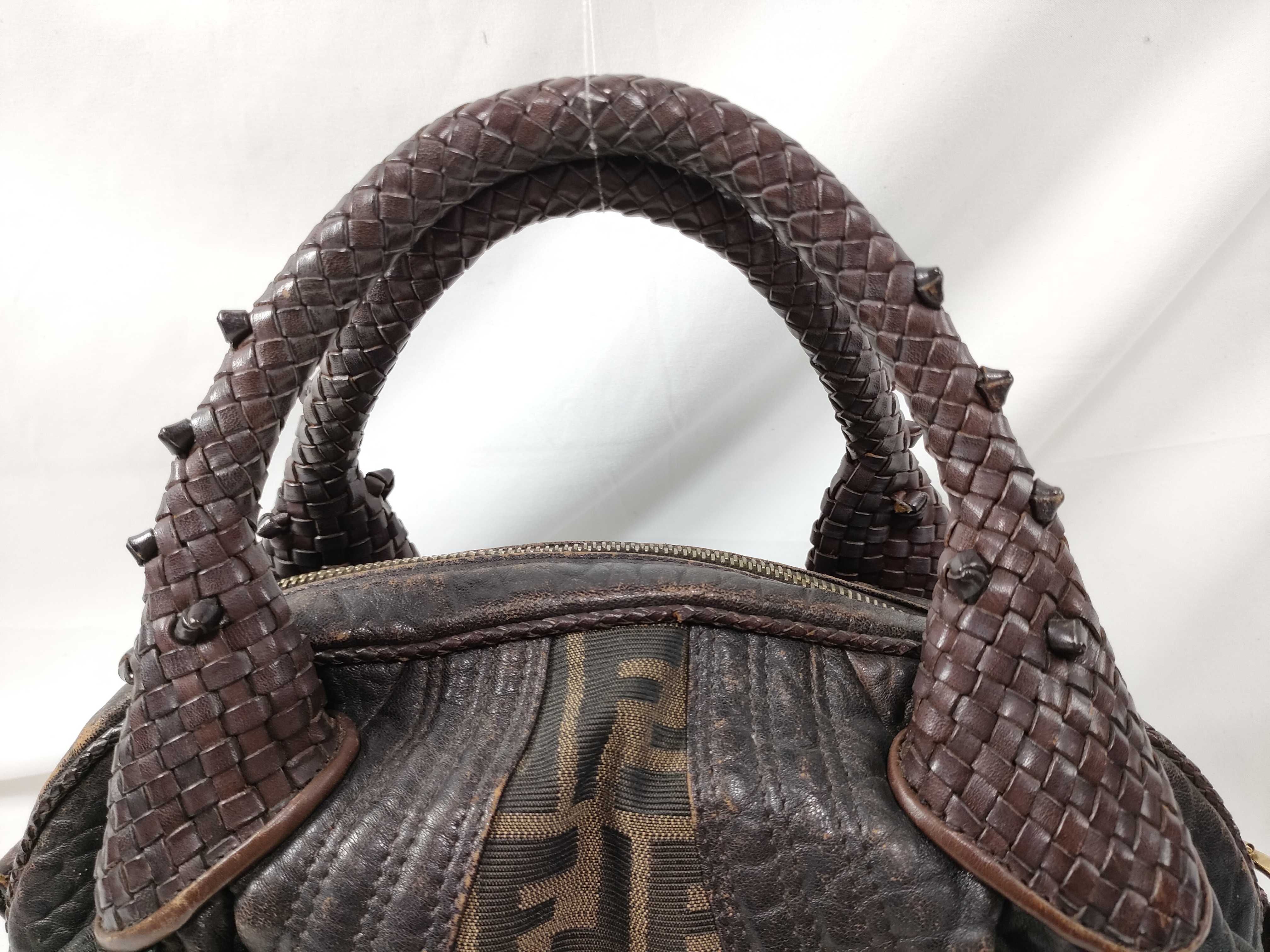 Spy Bag 8BL078 Zucca Canvas Leather Dark Brown Bag Handbag — view 3