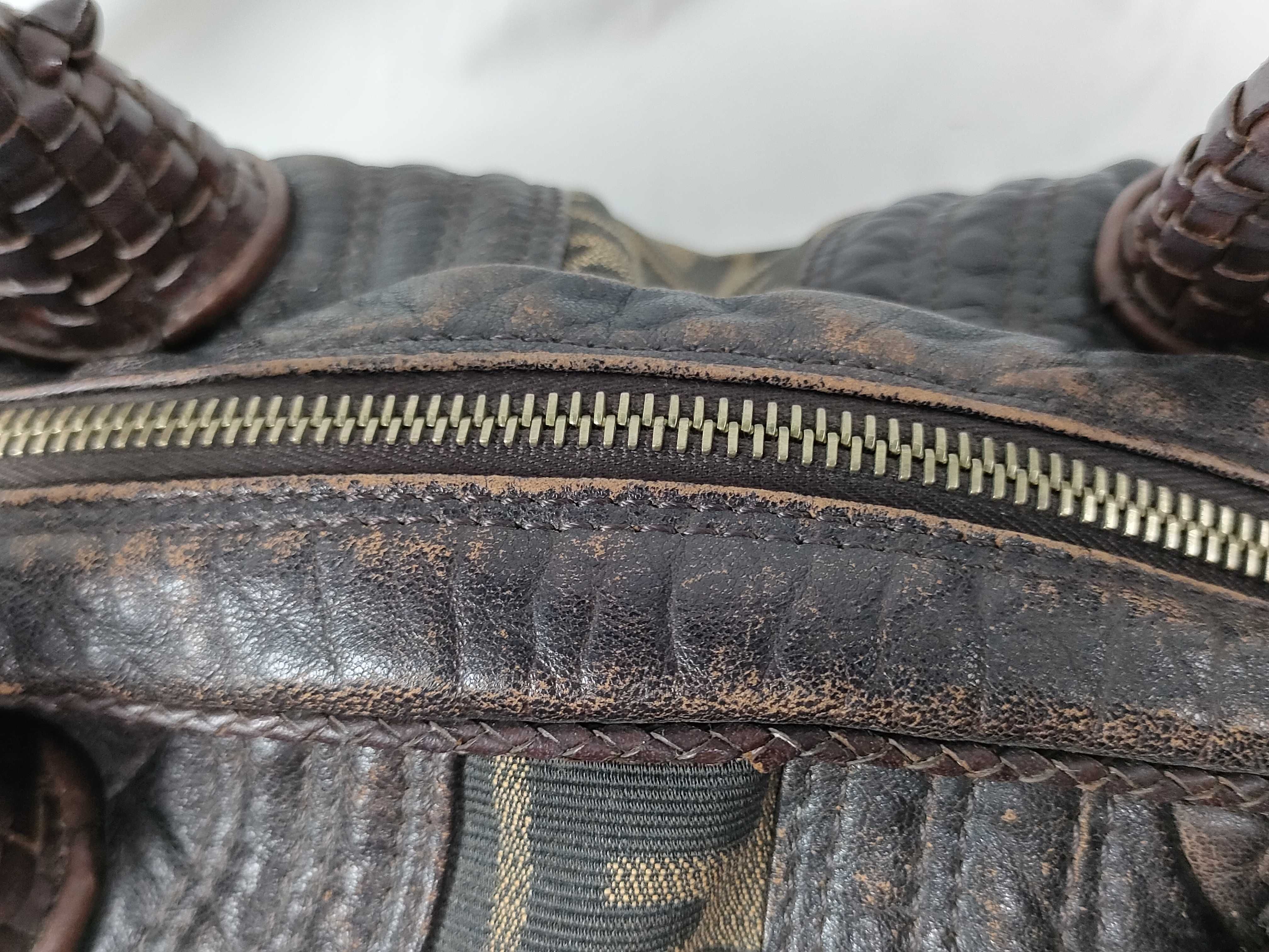Spy Bag 8BL078 Zucca Canvas Leather Dark Brown Bag Handbag — view 6