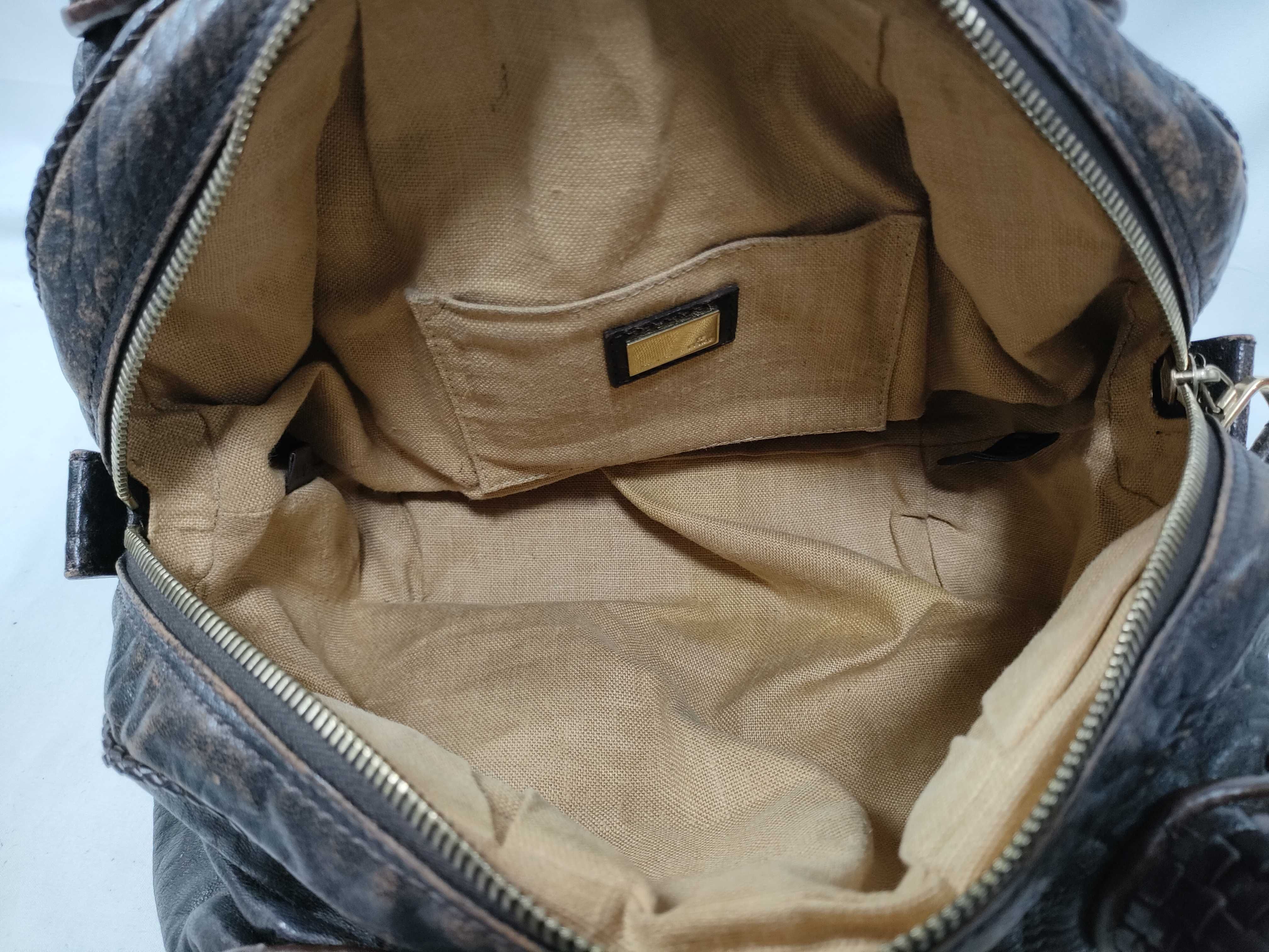 Spy Bag 8BL078 Zucca Canvas Leather Dark Brown Bag Handbag — view 10