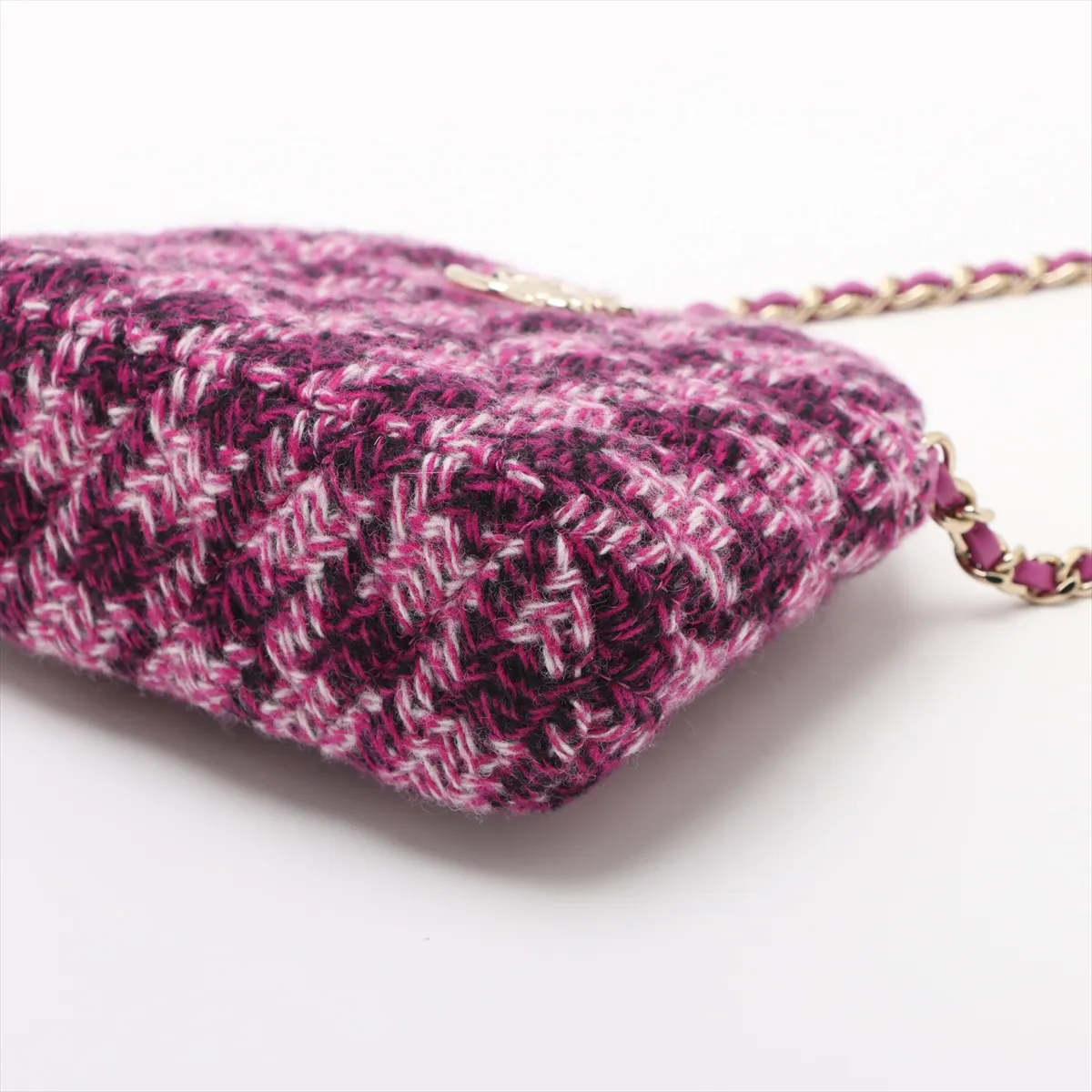 Matelasse Tweed Chain Shoulder Bag Purple Gold Hardware UP5C2HA3 Random Serial Year's Gift — view 3