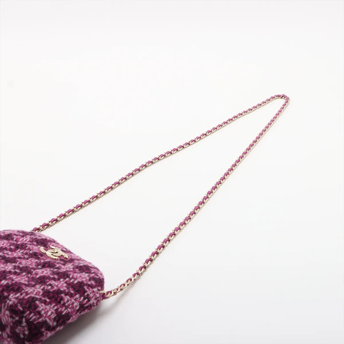Matelasse Tweed Chain Shoulder Bag Purple Gold Hardware UP5C2HA3 Random Serial Year's Gift — view 5