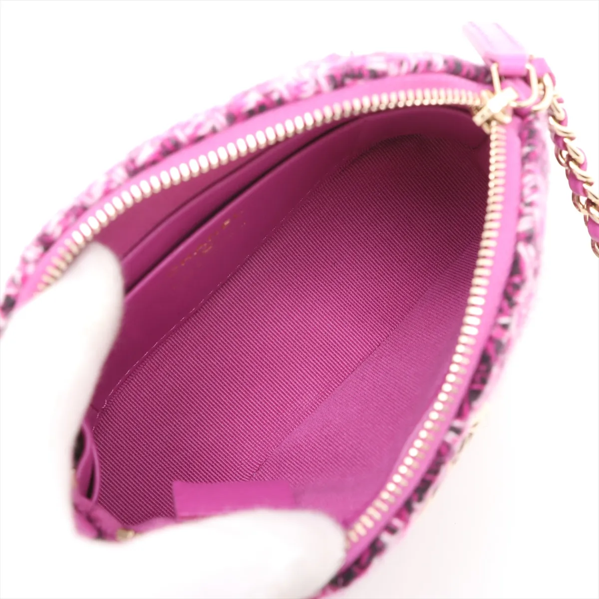 Matelasse Tweed Chain Shoulder Bag Purple Gold Hardware UP5C2HA3 Random Serial Year's Gift — view 6