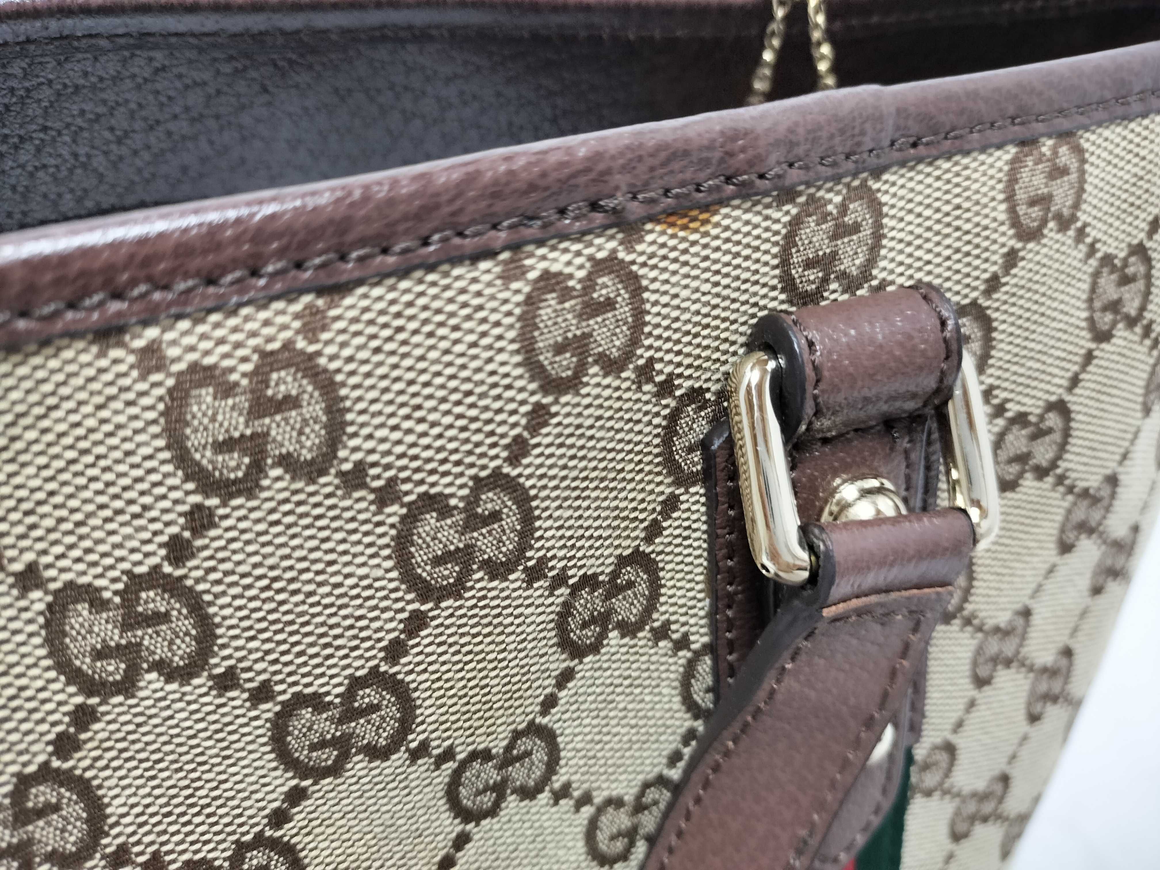 GG Imprime Gucci 135098・3444 GG Canvas Tote Bag with Charm Vintage Old Tote Bag — view 5
