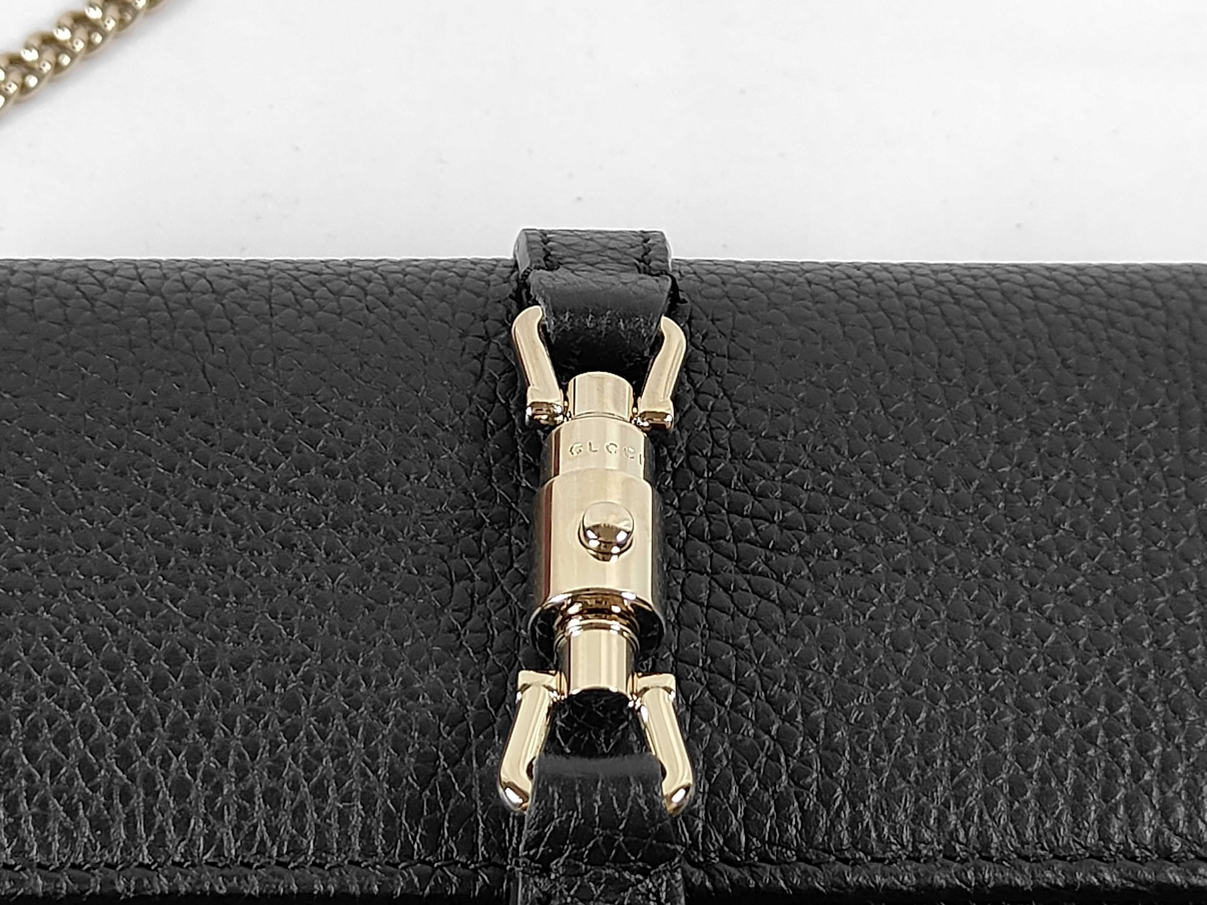Jackie Gucci Jackie 1961 Leather Chain Wallet Black 652681 Shoulder Bag — view 15