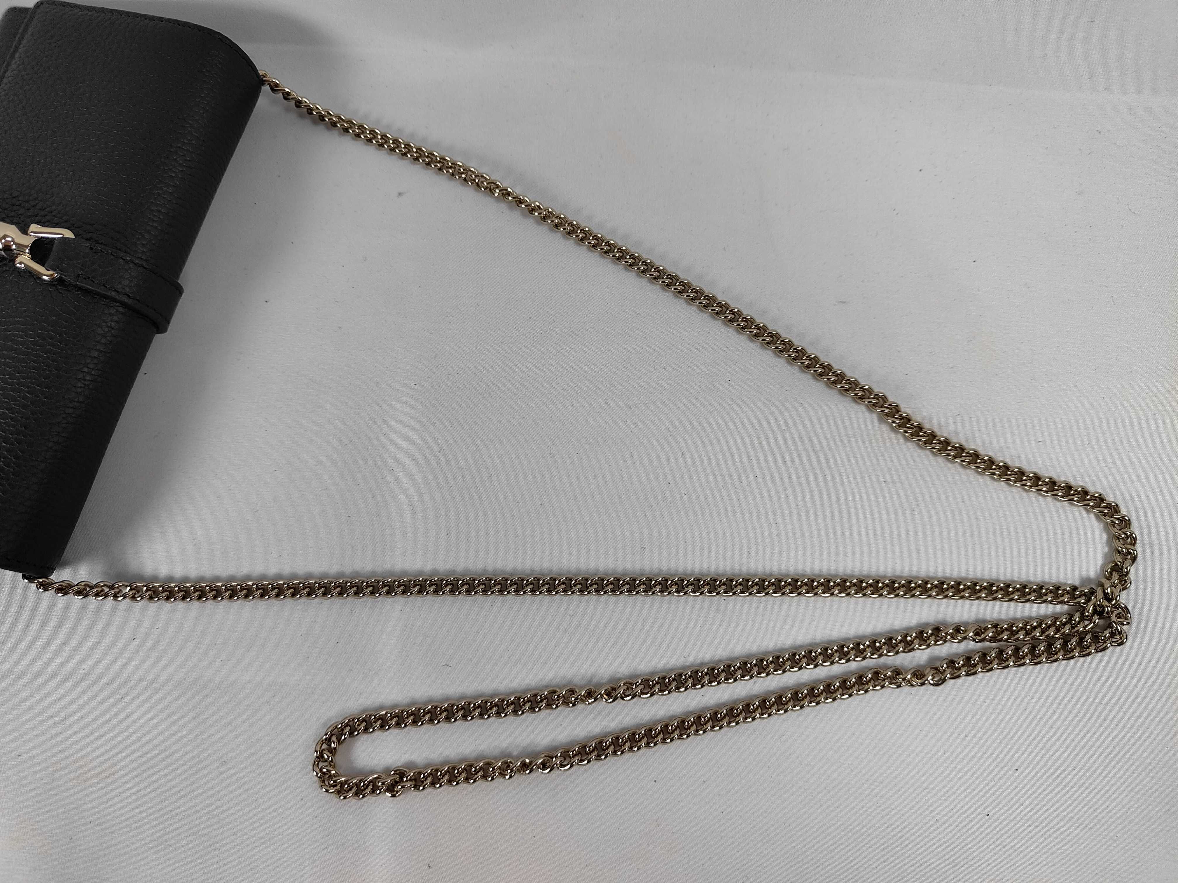 Jackie Gucci Jackie 1961 Leather Chain Wallet Black 652681 Shoulder Bag — view 3
