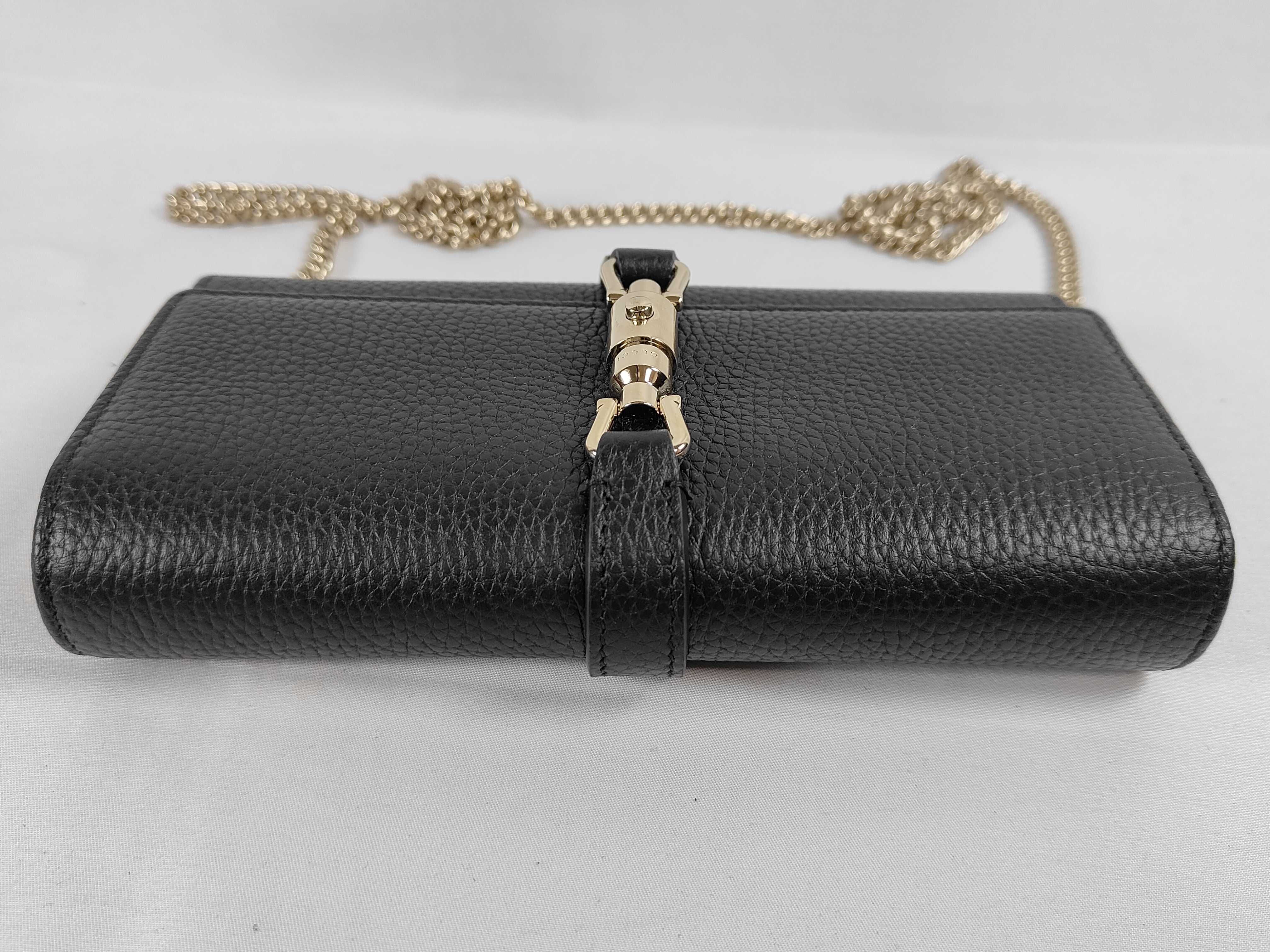 Jackie Gucci Jackie 1961 Leather Chain Wallet Black 652681 Shoulder Bag — view 9