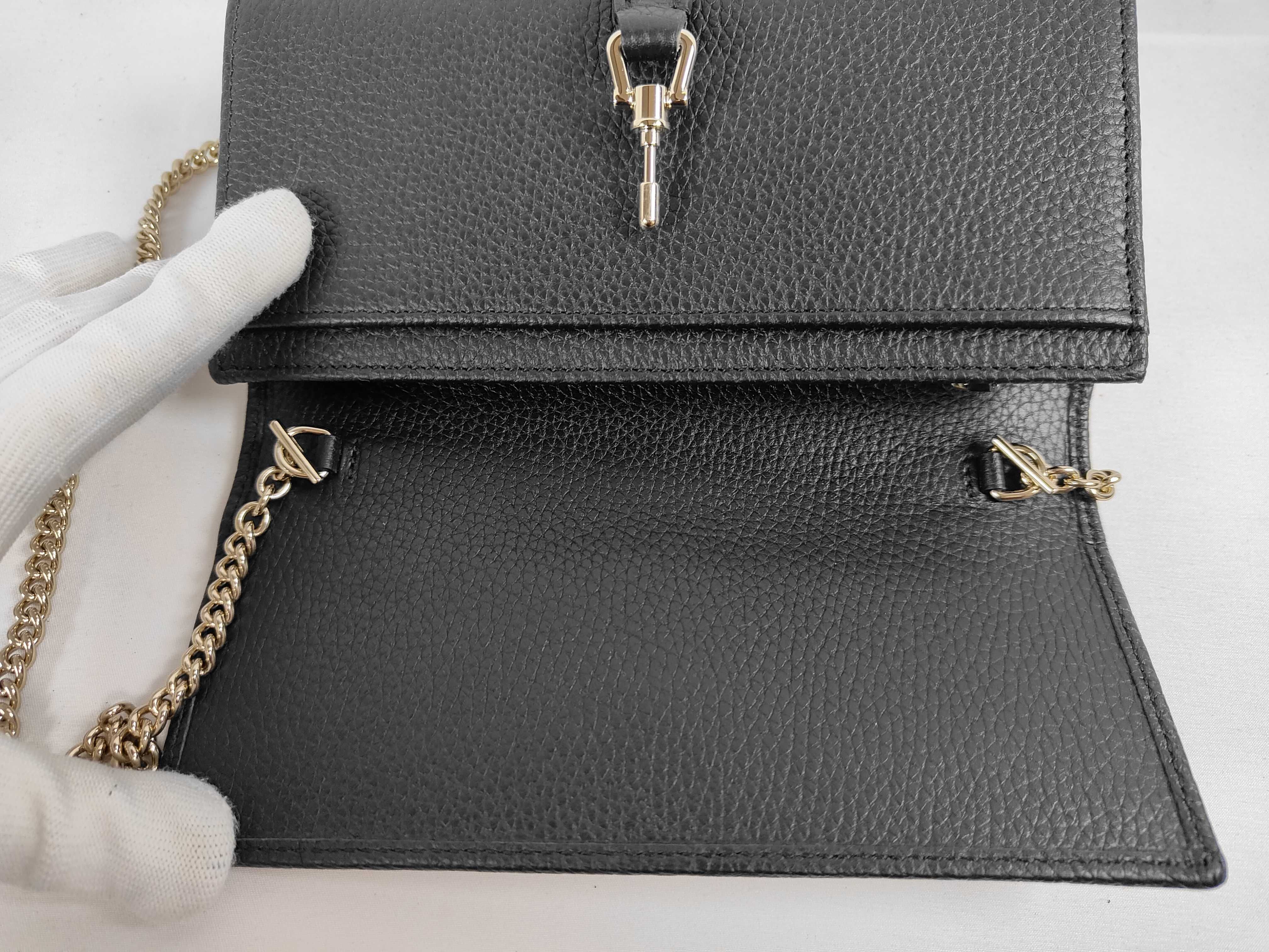 Jackie Gucci Jackie 1961 Leather Chain Wallet Black 652681 Shoulder Bag — view 10