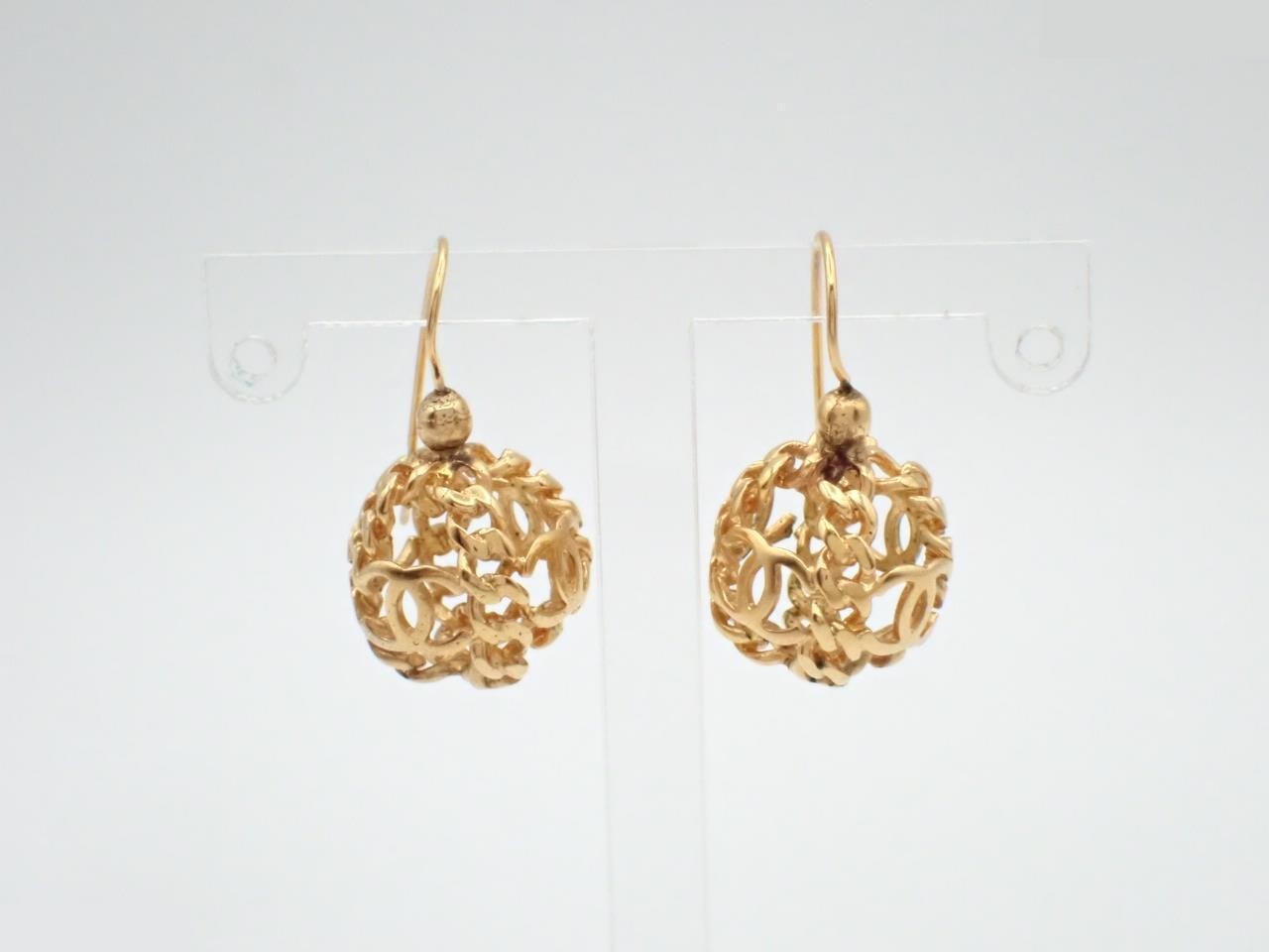 Coco Mark Ball Earrings, GP Gold
