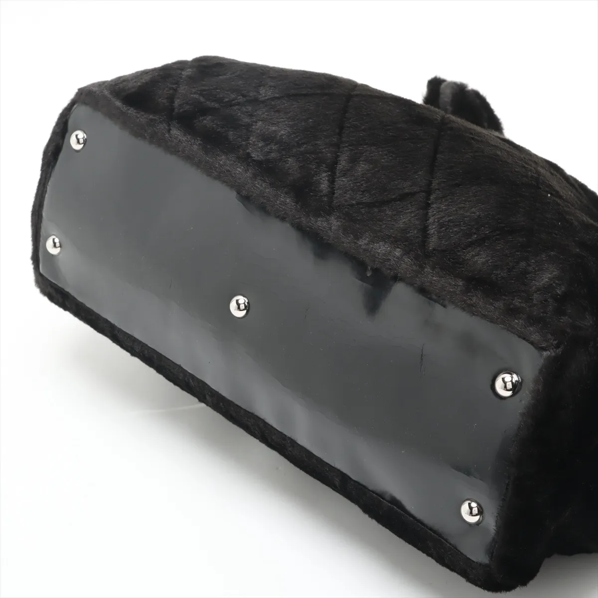 Matelassé Fur Chain Tote Bag, Black with Silver Hardware, Item No. 13083939, Series No. 13 — view 3