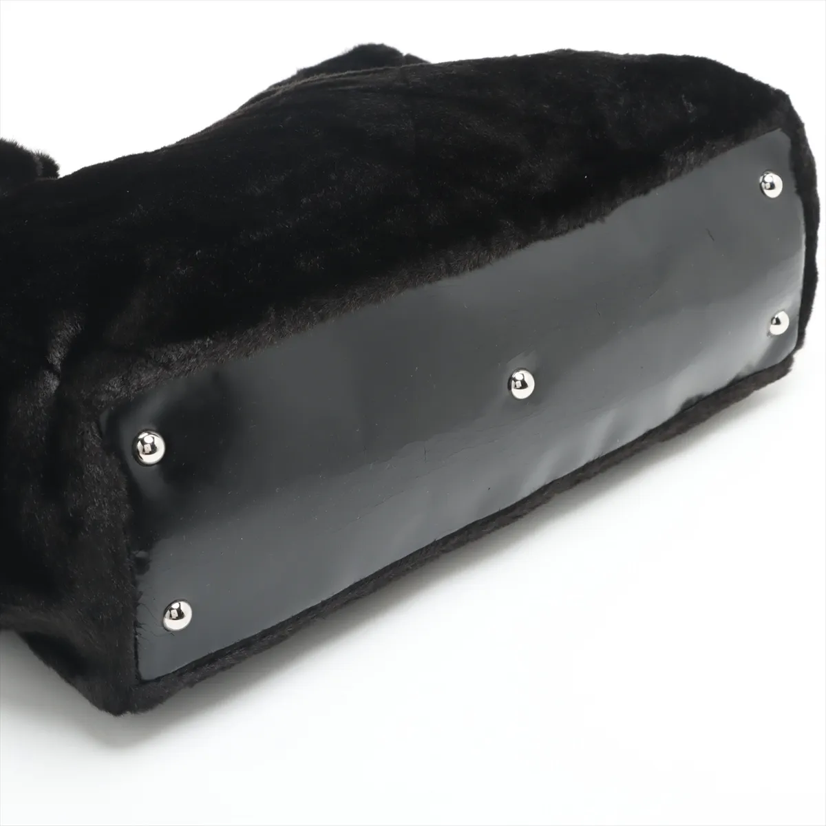 Matelassé Fur Chain Tote Bag, Black with Silver Hardware, Item No. 13083939, Series No. 13 — view 4