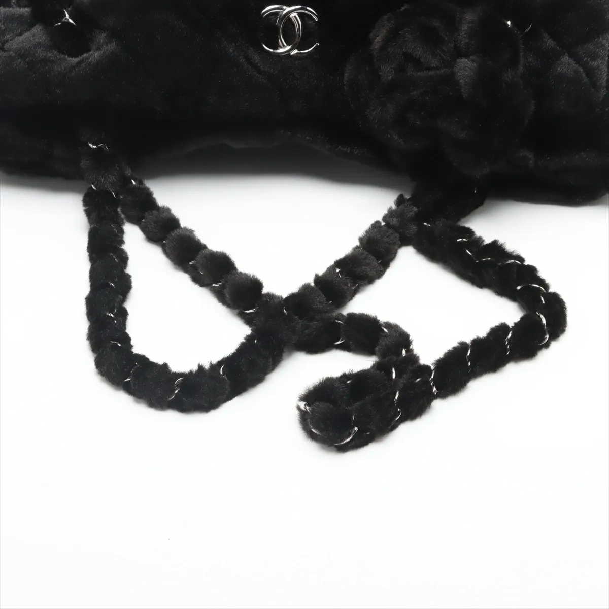 Matelassé Fur Chain Tote Bag, Black with Silver Hardware, Item No. 13083939, Series No. 13 — view 5