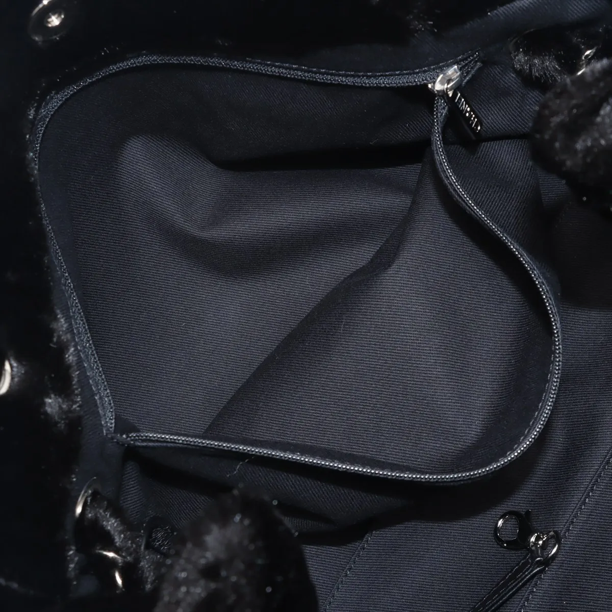 Matelassé Fur Chain Tote Bag, Black with Silver Hardware, Item No. 13083939, Series No. 13 — view 8