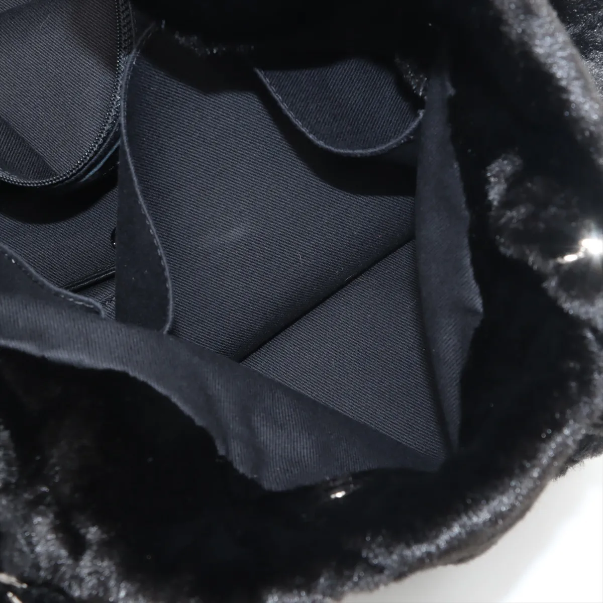 Matelassé Fur Chain Tote Bag, Black with Silver Hardware, Item No. 13083939, Series No. 13 — view 9